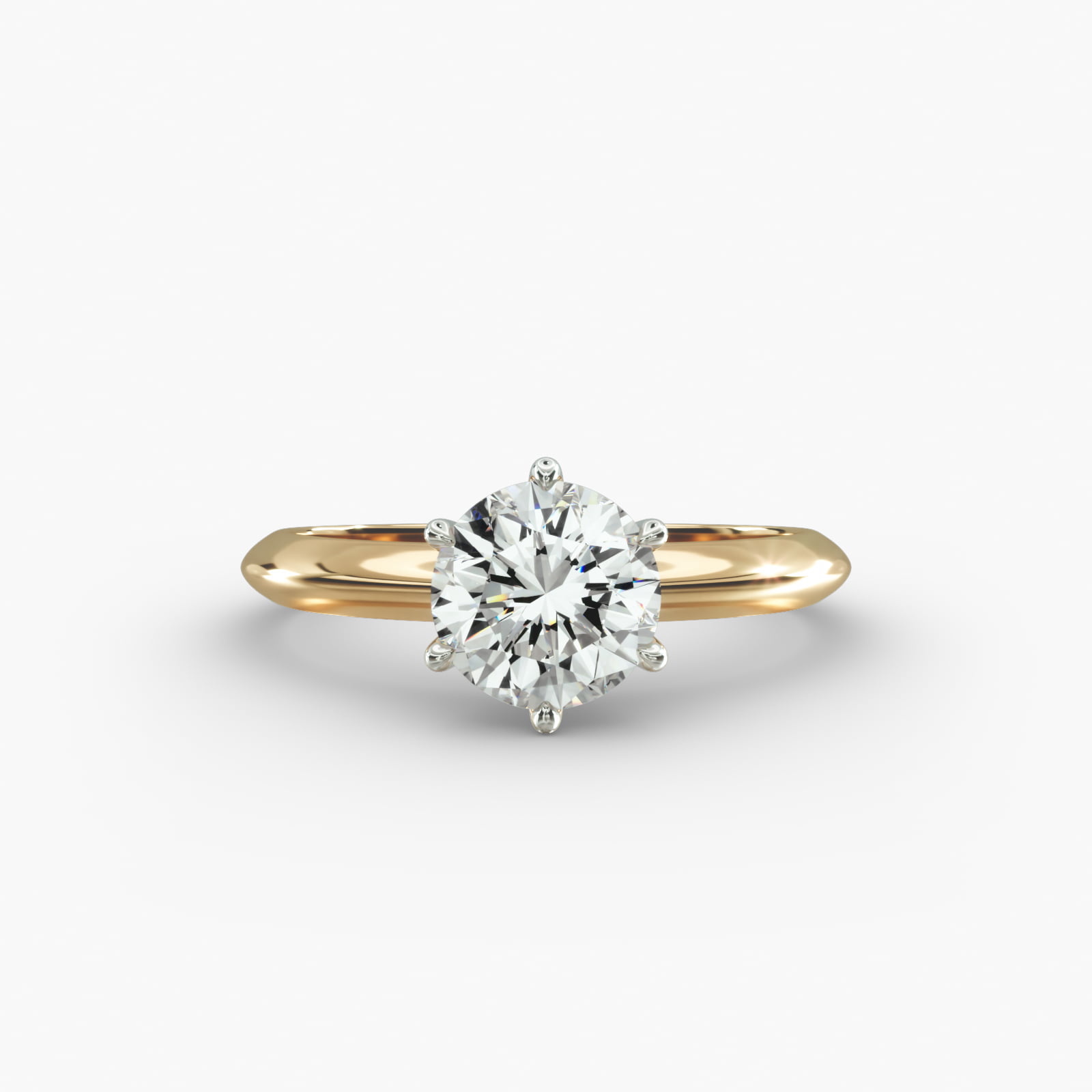 Knife Edge Six Prong Solitaire Engagement Ring In 14K Yellow Gold
