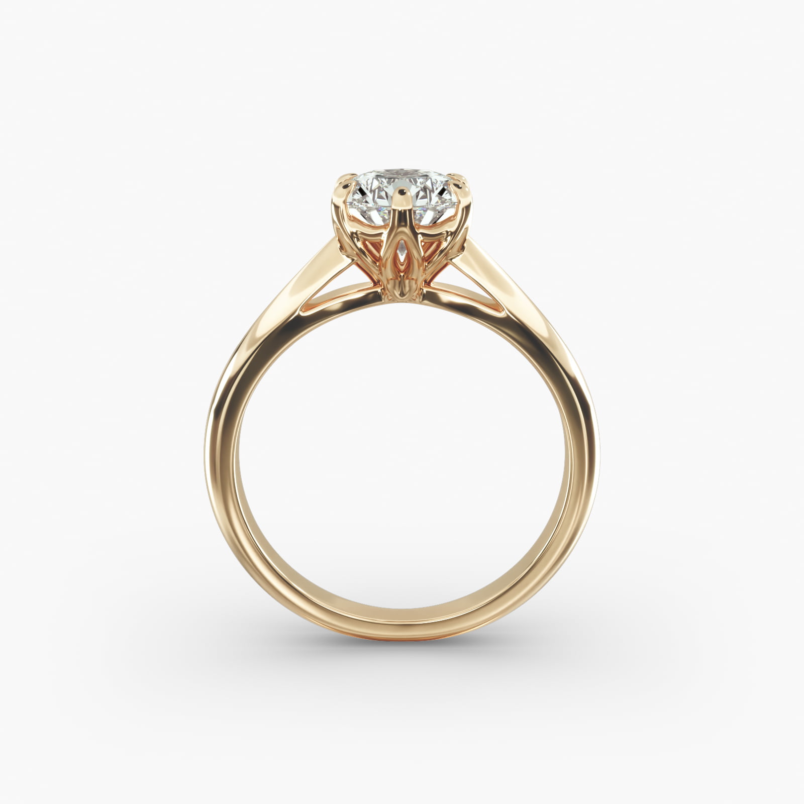 Modern Tulip Solitaire Engagement Ring In 14K Yellow Gold
