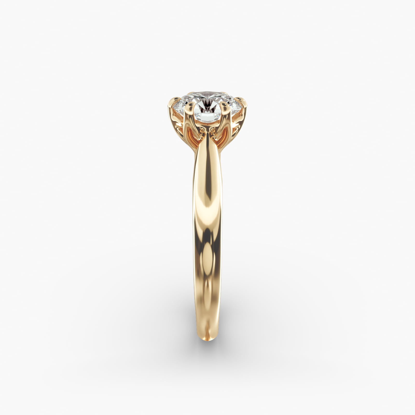 Modern Tulip Solitaire Engagement Ring In 14K Yellow Gold