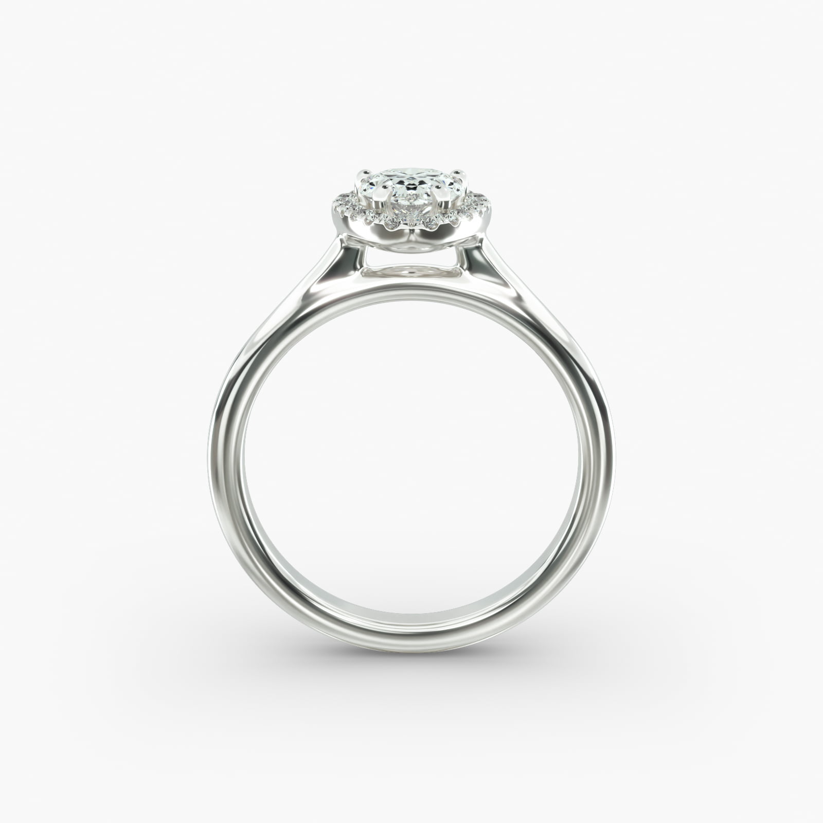 Pavé Diamond Halo Engagement Ring In 14K White Gold (Pear)