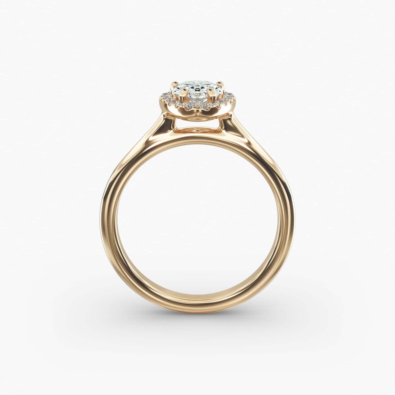 Pavé Diamond Halo Engagement Ring In 18K Yellow Gold (Pear)