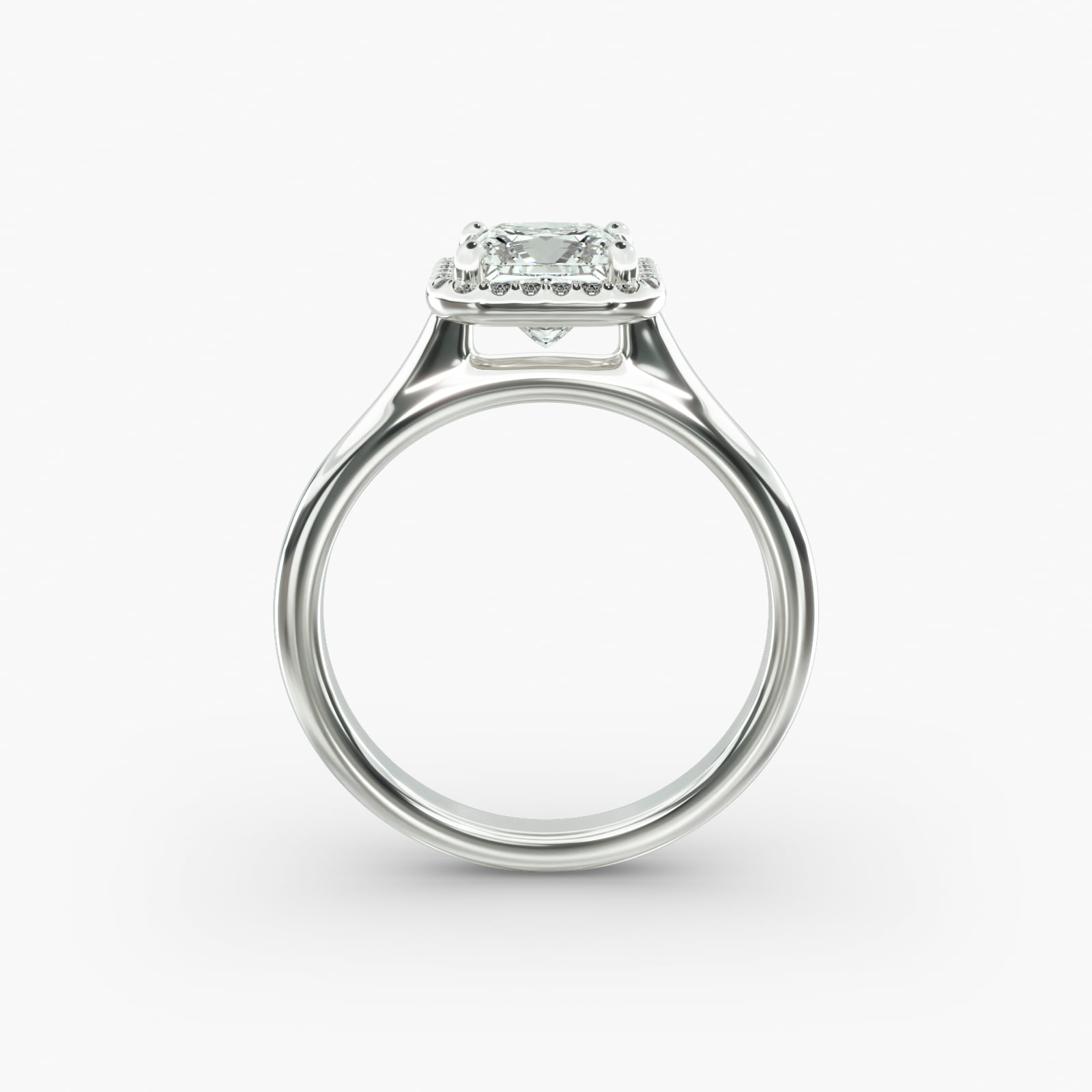 Pavé Diamond Halo Engagement Ring In Platinum (Princess)