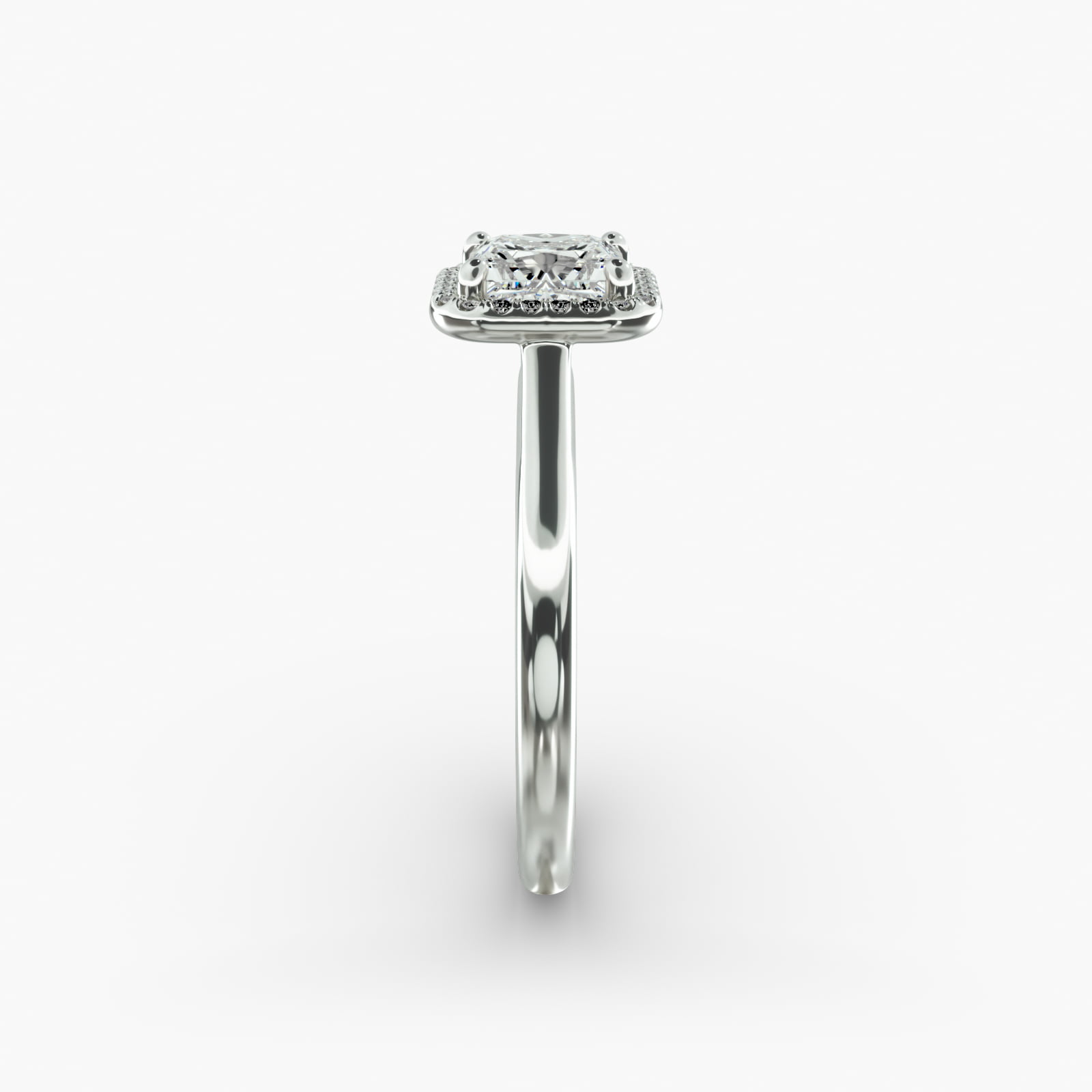 Pavé Diamond Halo Engagement Ring In Platinum (Princess)