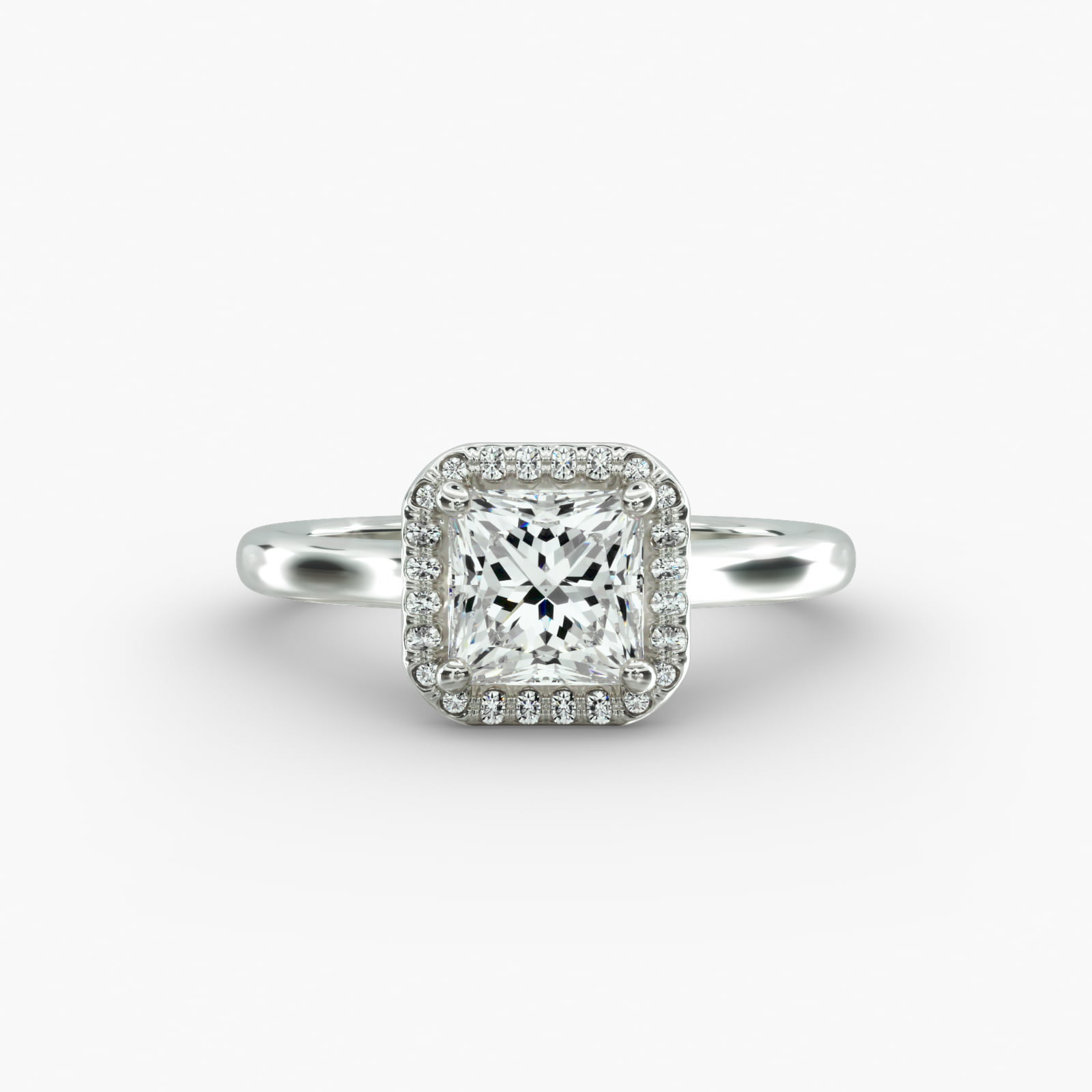 Pavé Diamond Halo Engagement Ring In Platinum (Princess)