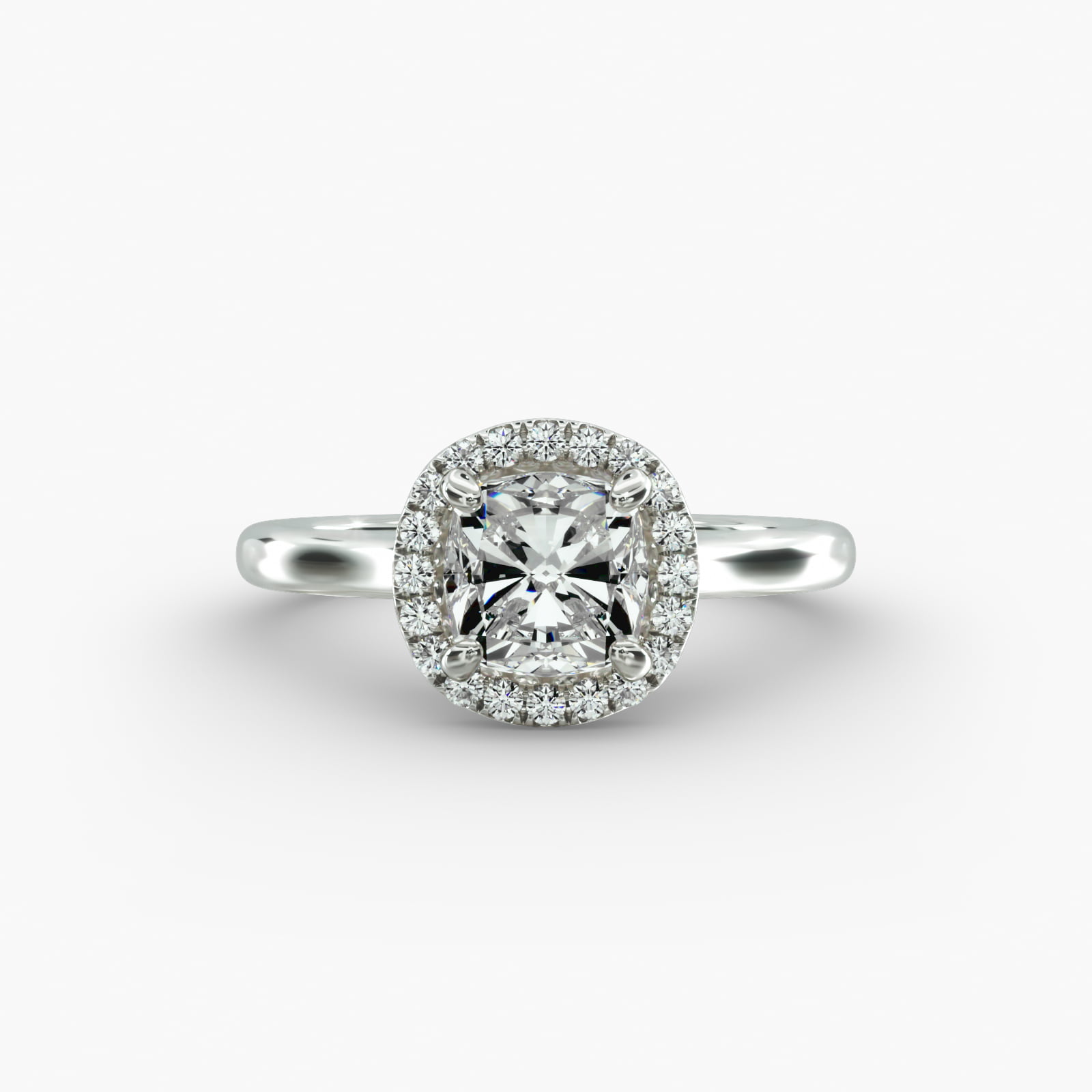 Pavé Diamond Halo Engagement Ring In Platinum (Cushion, Emerald, Radiant)