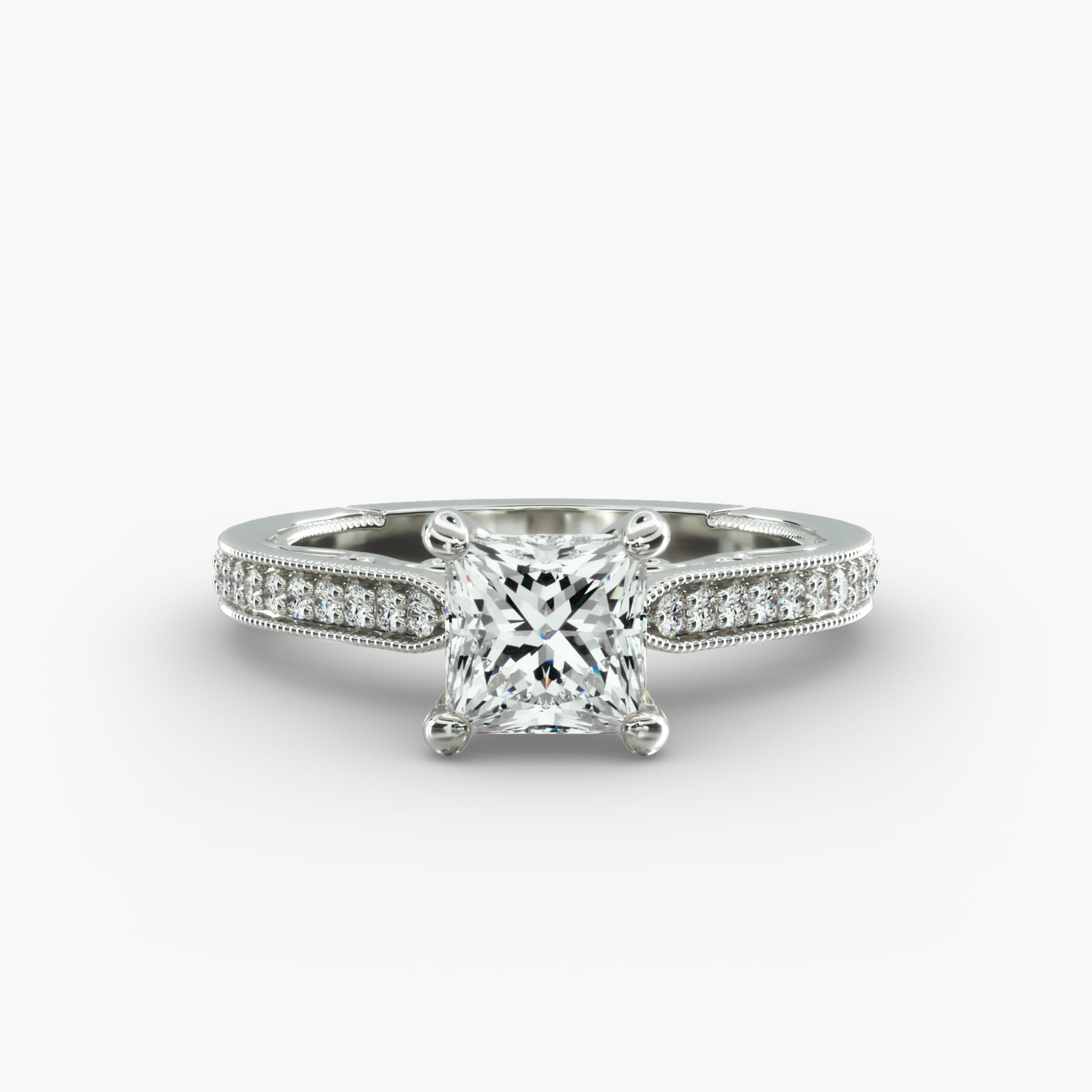 Enchanted Scroll Vintage-Style Engagement Ring In 14K White Gold