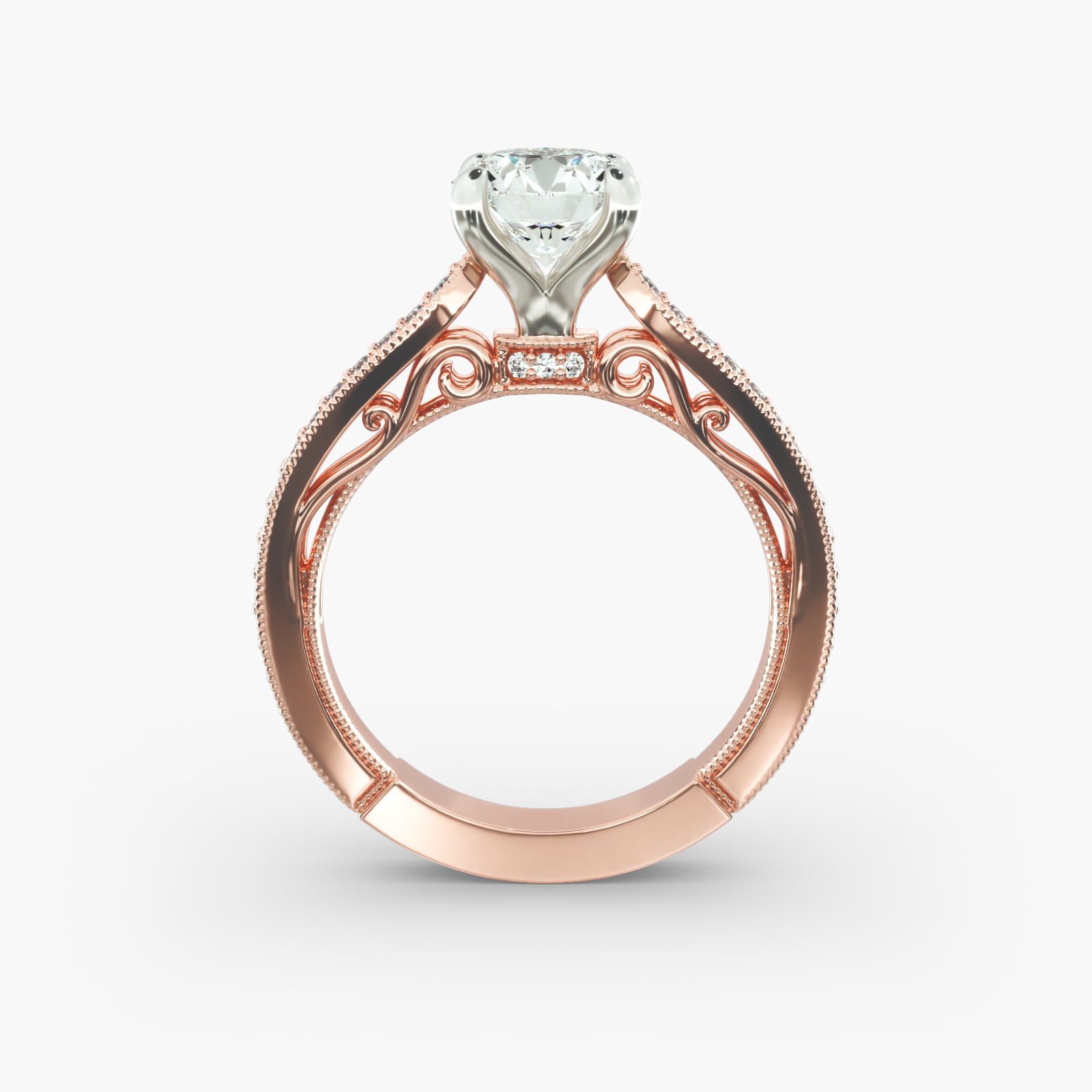 Enchanted Scroll Vintage-Style Engagement Ring In 14K Rose Gold