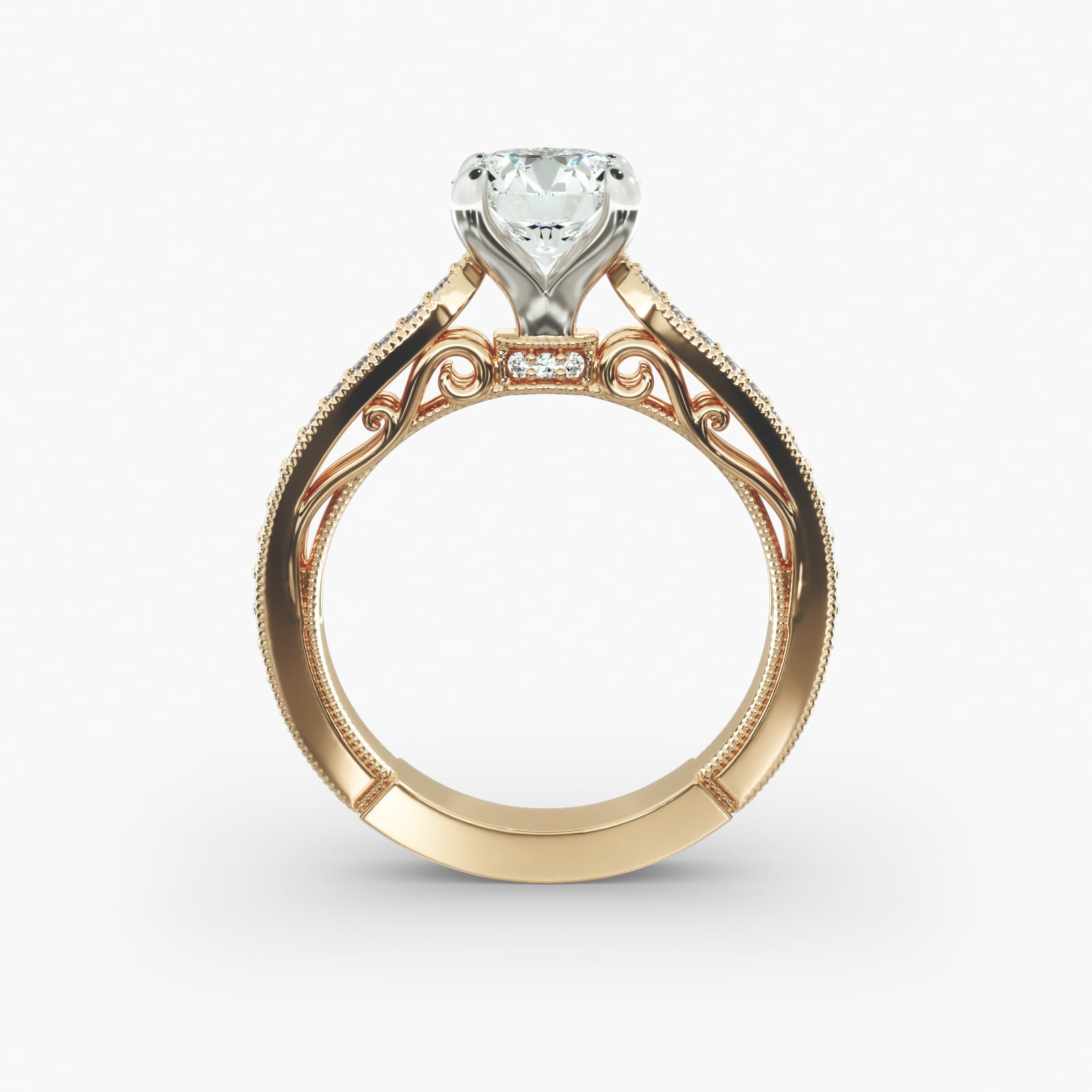 Enchanted Scroll Vintage-Style Engagement Ring In 14K Yellow Gold