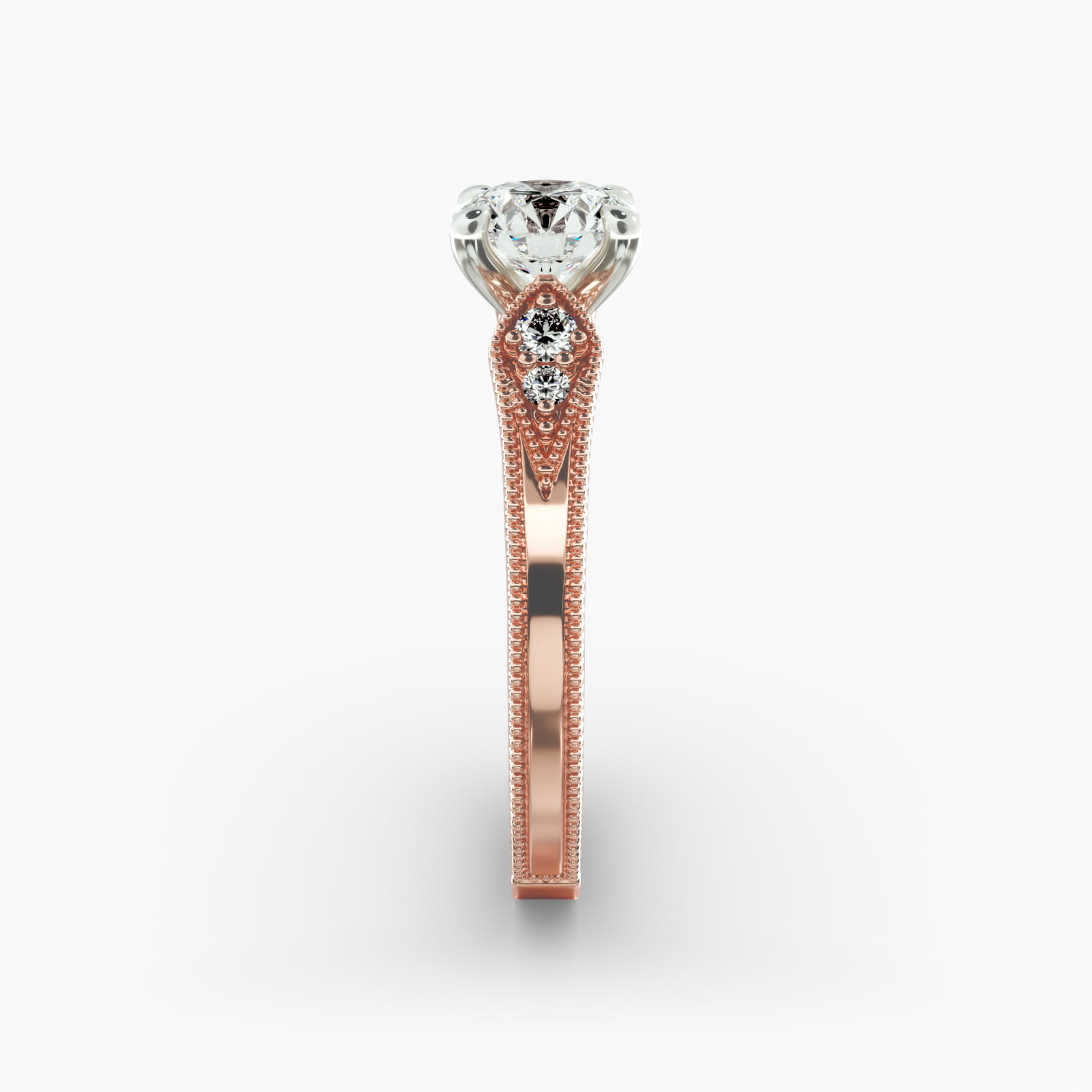 Paisley Surprise Vintage-Style Engagement Ring In 14K Rose Gold