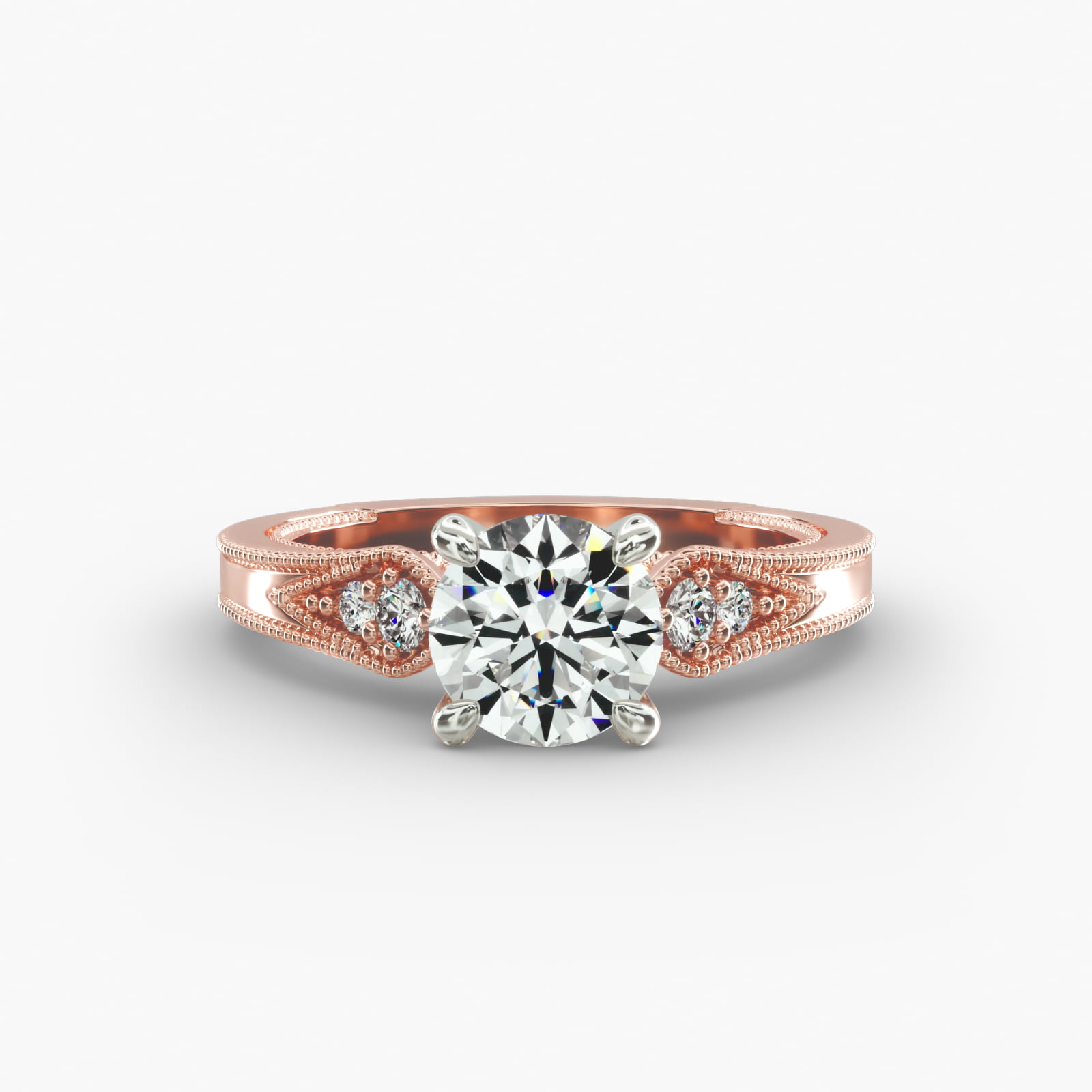 Paisley Surprise Vintage-Style Engagement Ring In 14K Rose Gold