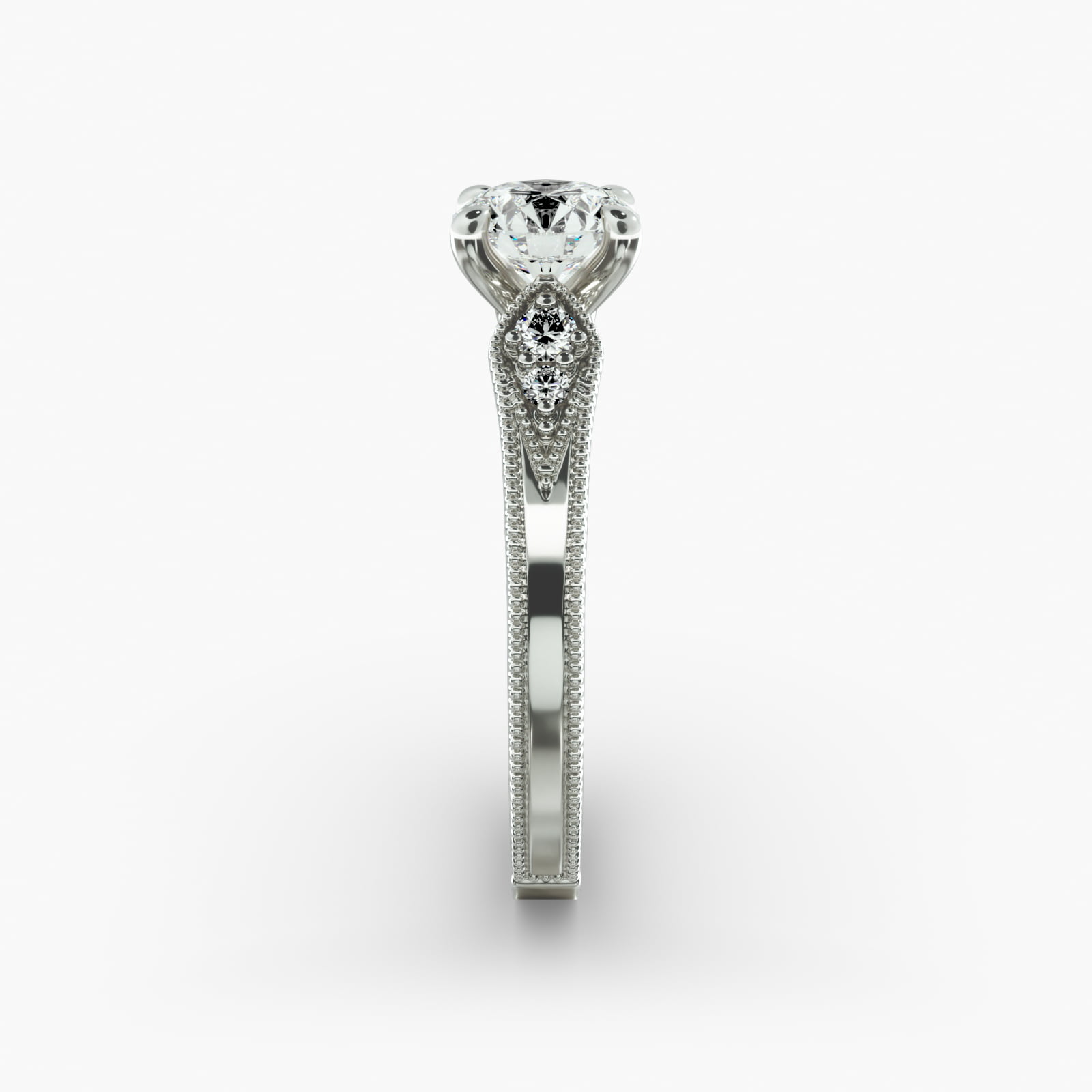 Paisley Surprise Vintage-Style Engagement Ring In 14K White Gold