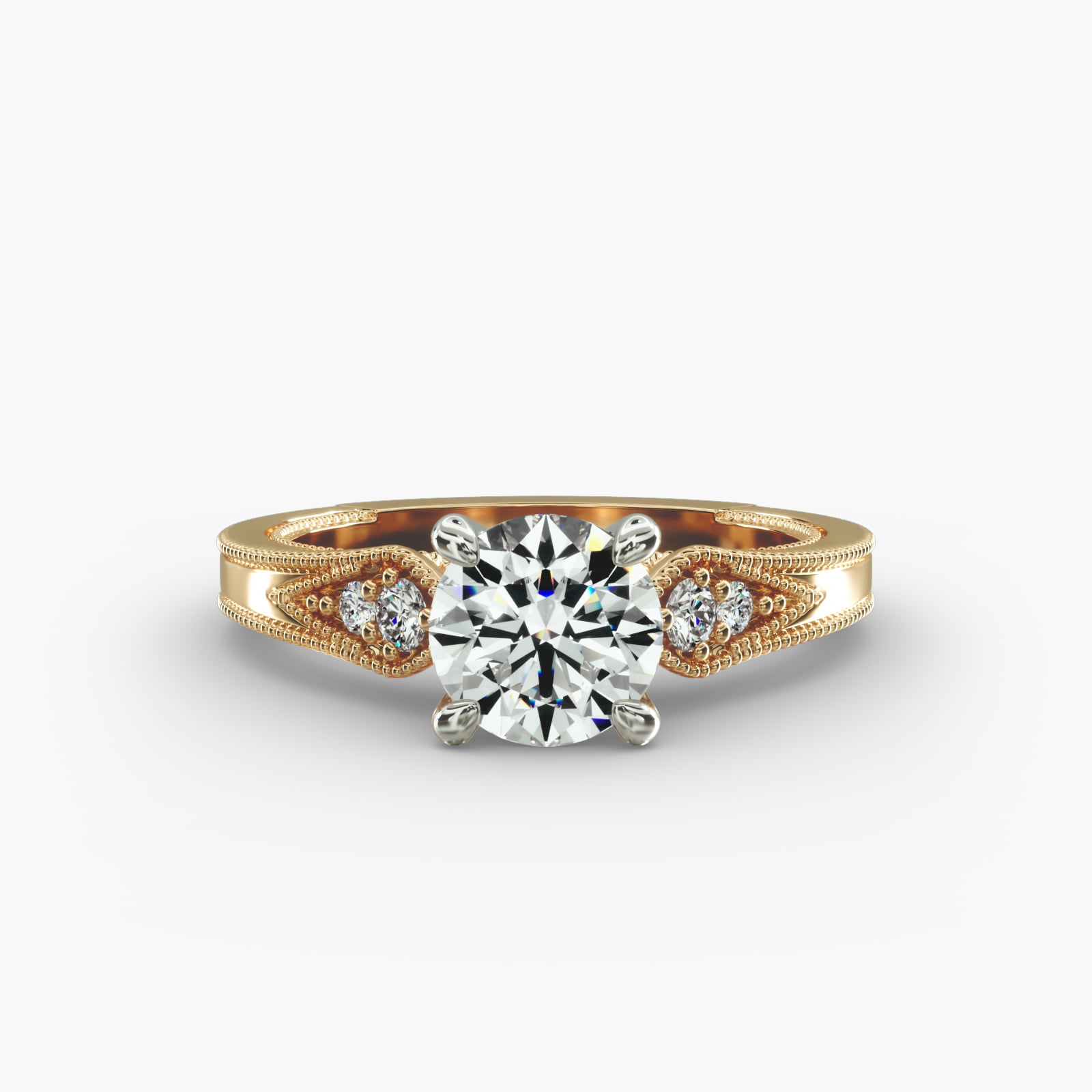 Paisley Surprise Vintage-Style Engagement Ring In 18K Yellow Gold