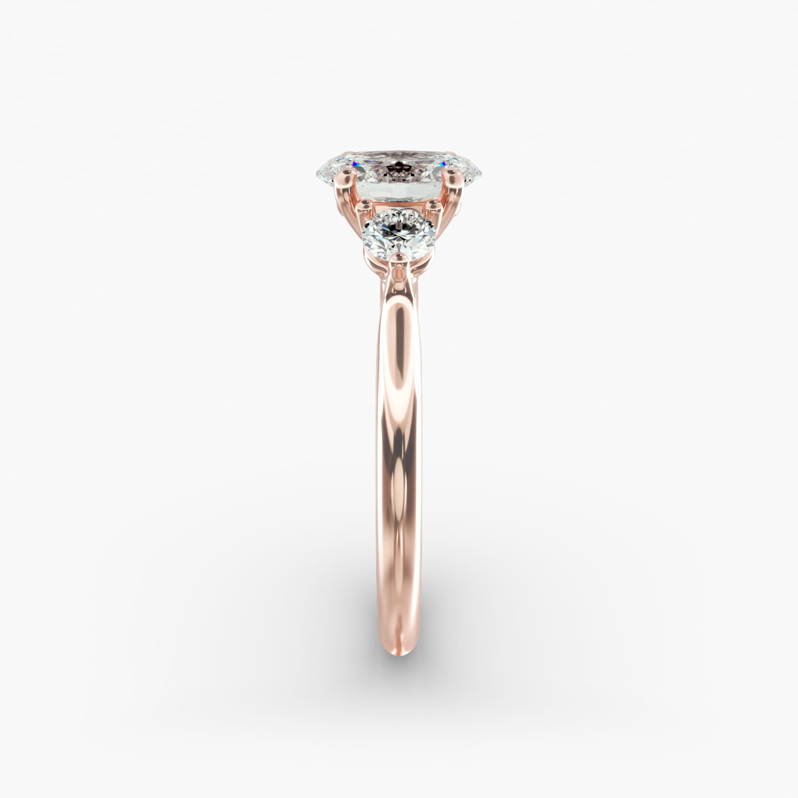 Classic Round Diamond Three Stone Engagement Ring In 14K Rose Gold