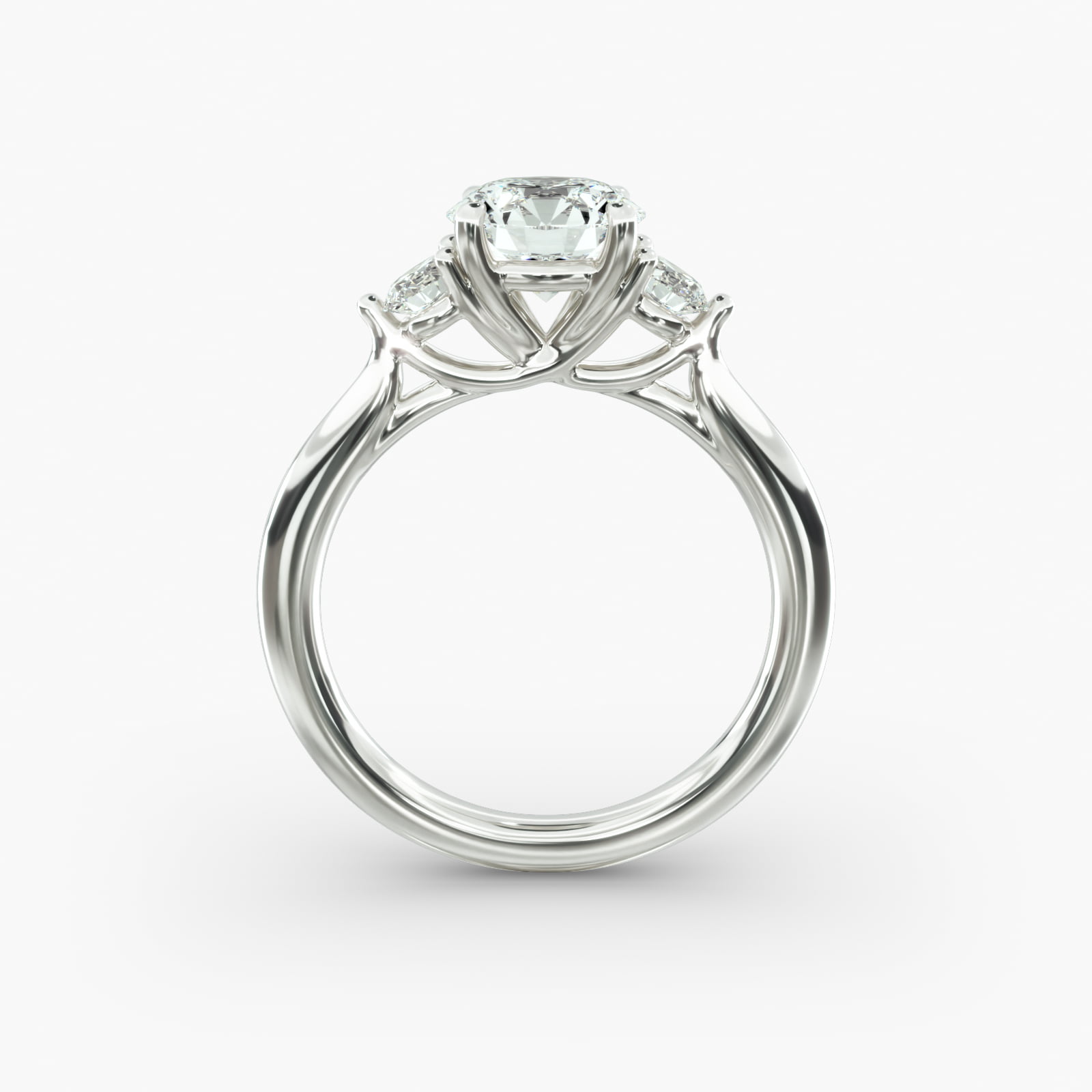 Classic Round Diamond Three Stone Engagement Ring In Platinum
