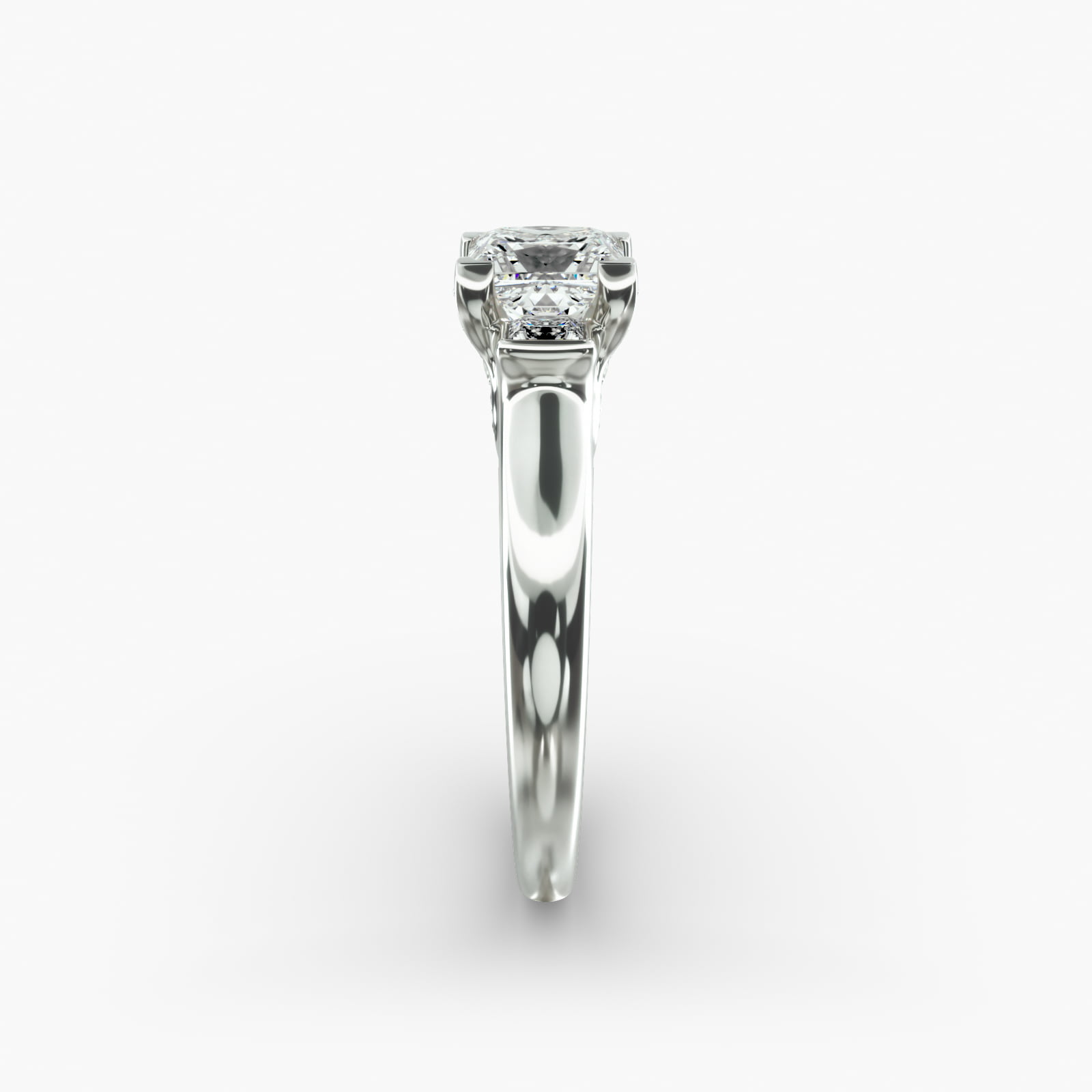 Princess Cut Diamond Three Stone Engagement Ring In 14K White Gold