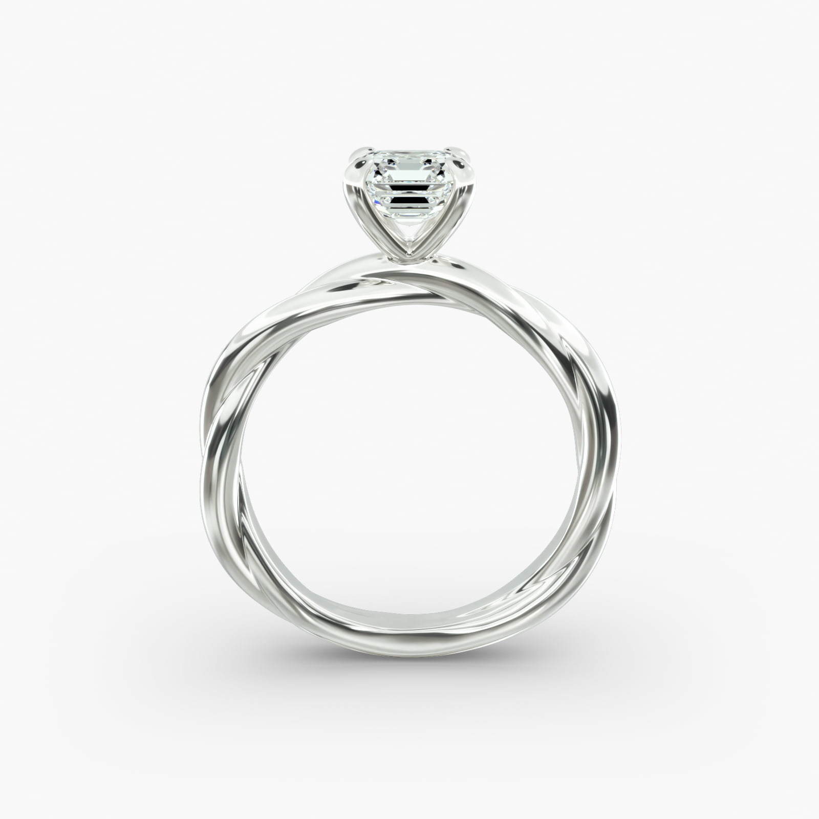 Rope Solitaire Engagement Ring In 14K White Gold