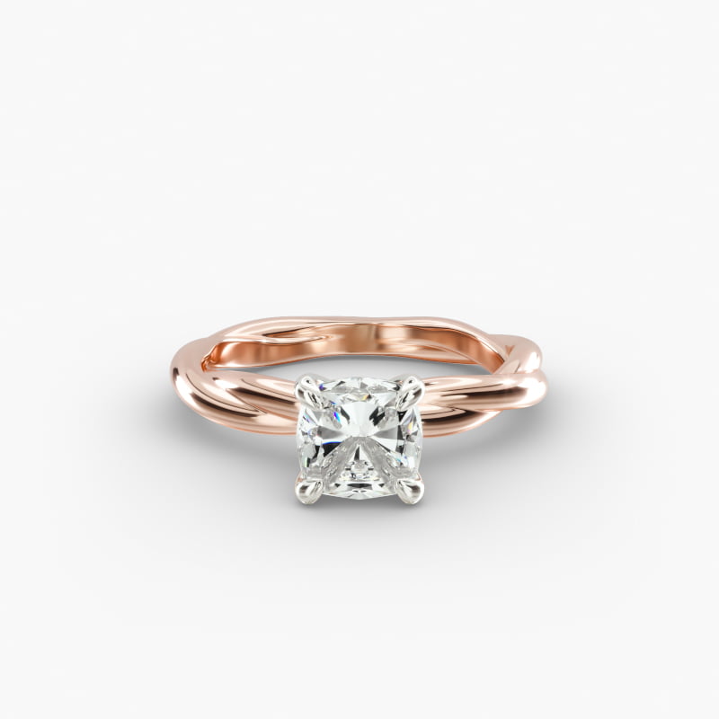 Rope Solitaire Engagement Ring In 14K Rose Gold