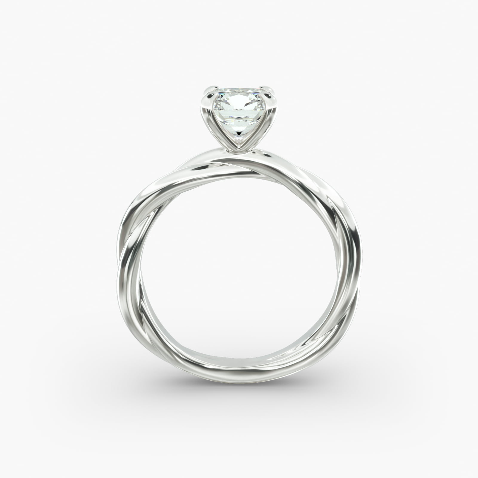 Rope Solitaire Engagement Ring In Platinum