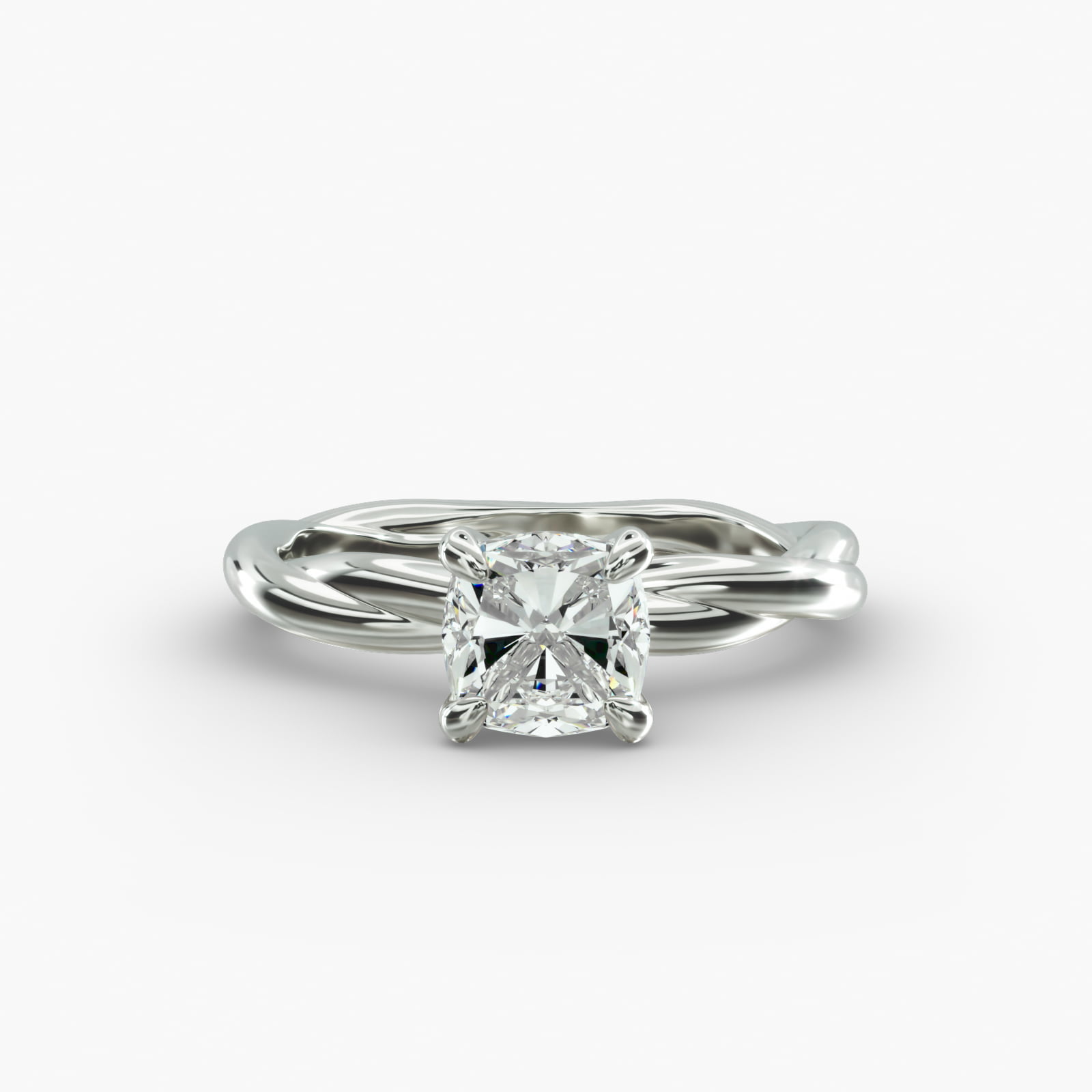 Rope Solitaire Engagement Ring In Platinum