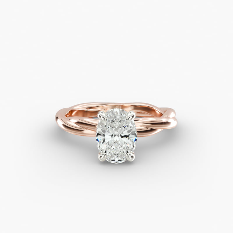 Rope Solitaire Engagement Ring In 14K Rose Gold