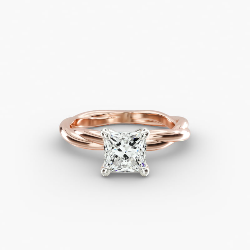 Rope Solitaire Engagement Ring In 14K Rose Gold