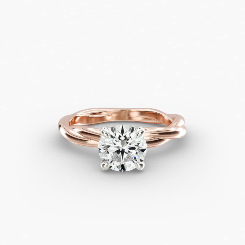 Rope Solitaire Engagement Ring In 14K Rose Gold