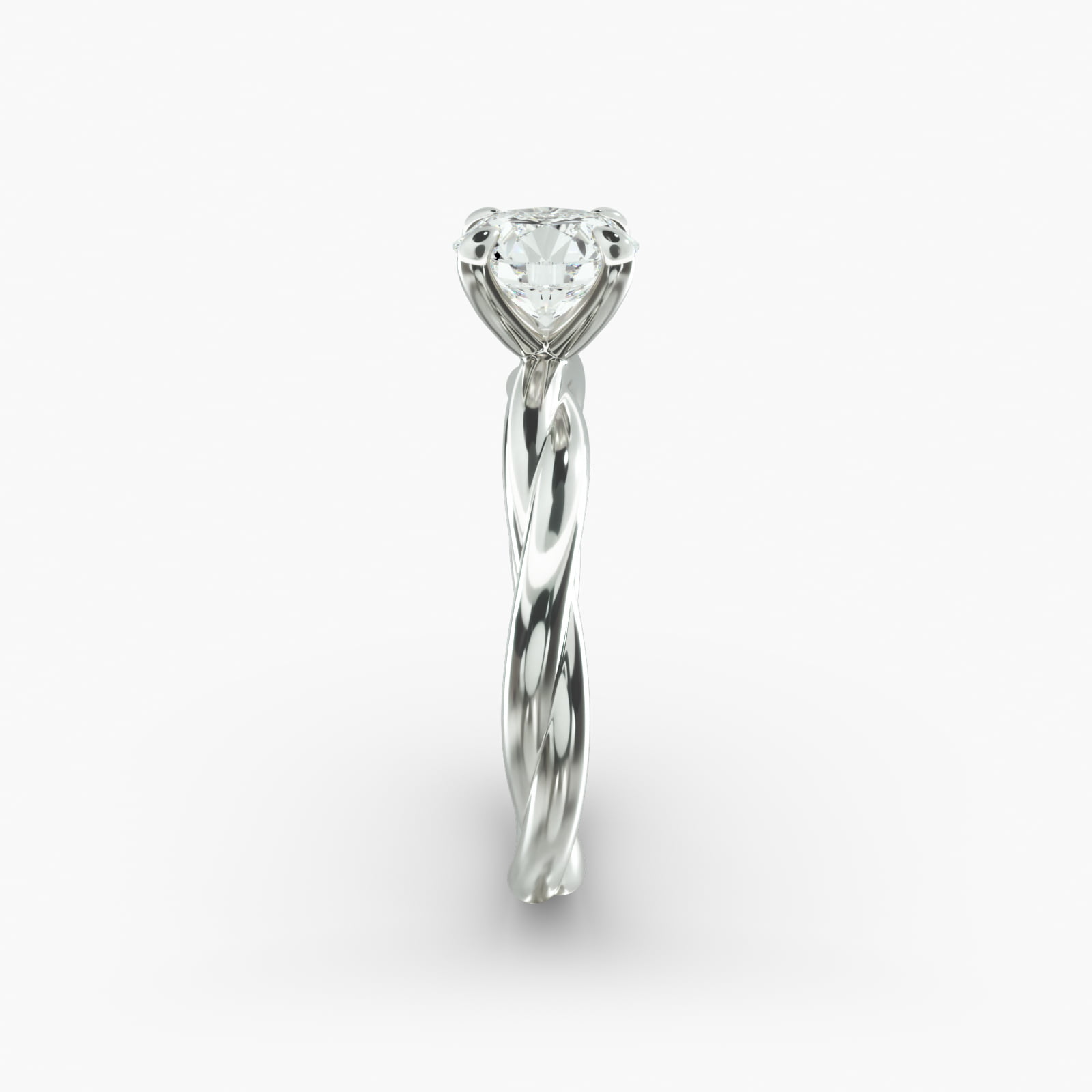 Rope Solitaire Engagement Ring In Platinum