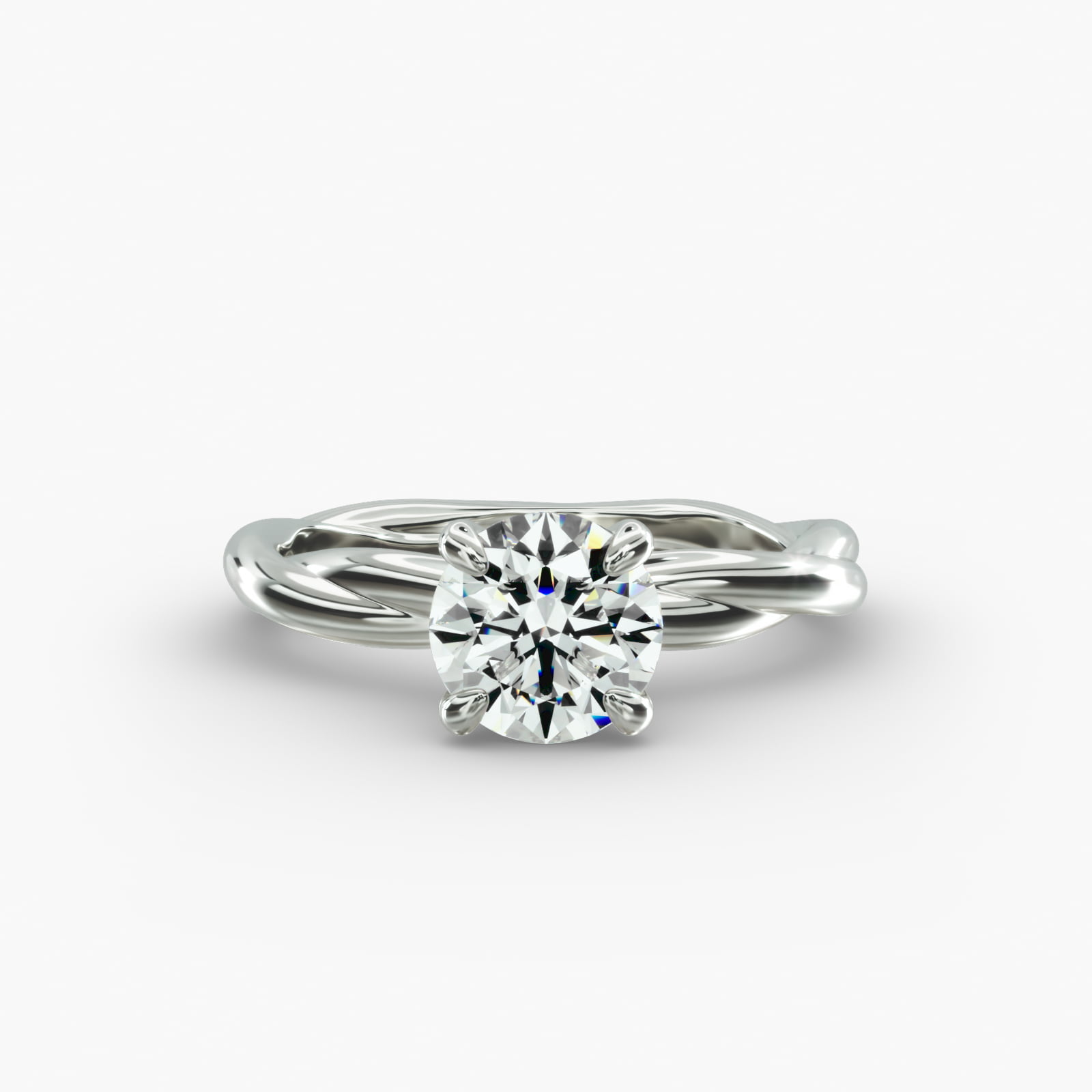 Rope Solitaire Engagement Ring In Platinum