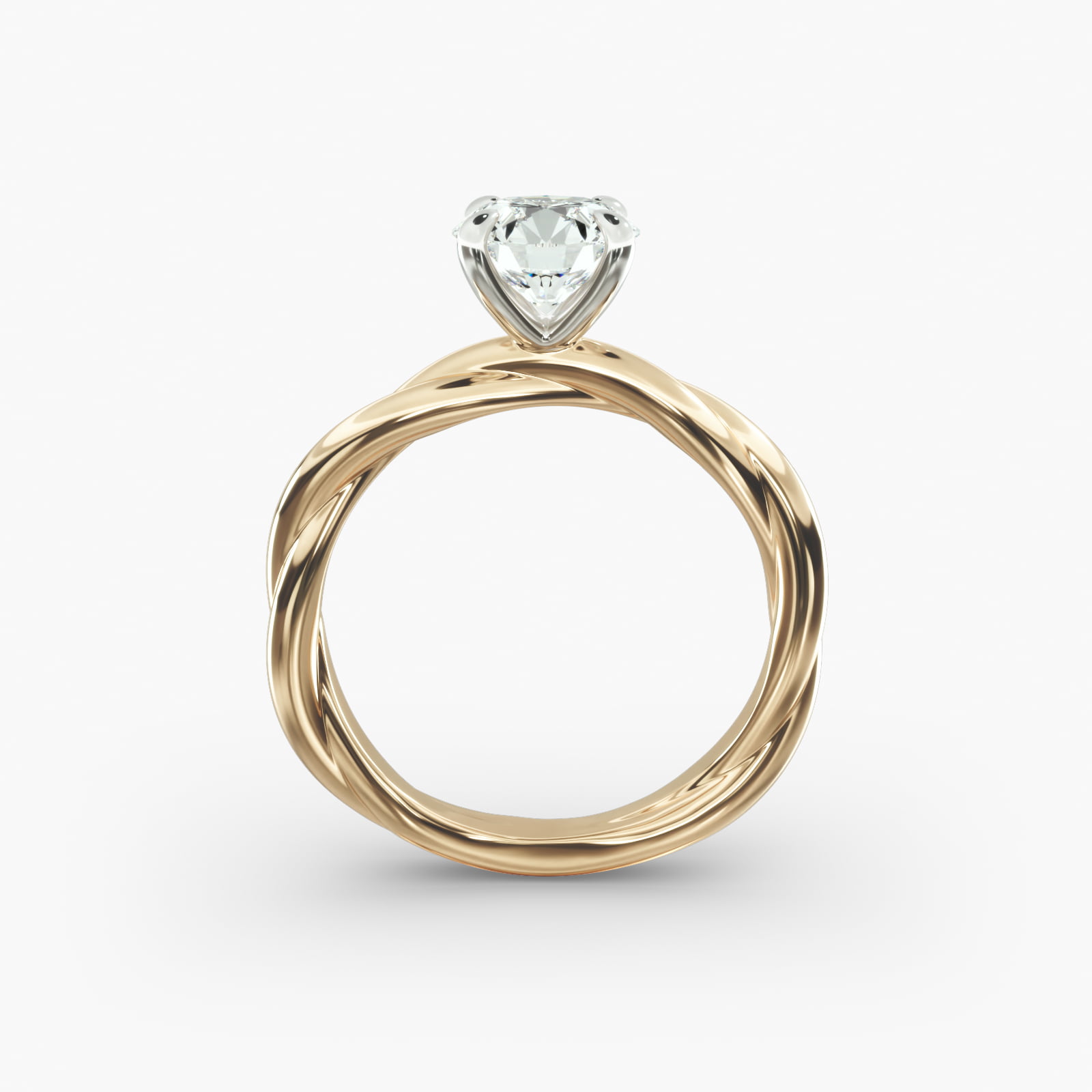 Rope Solitaire Engagement Ring In 14K Yellow Gold