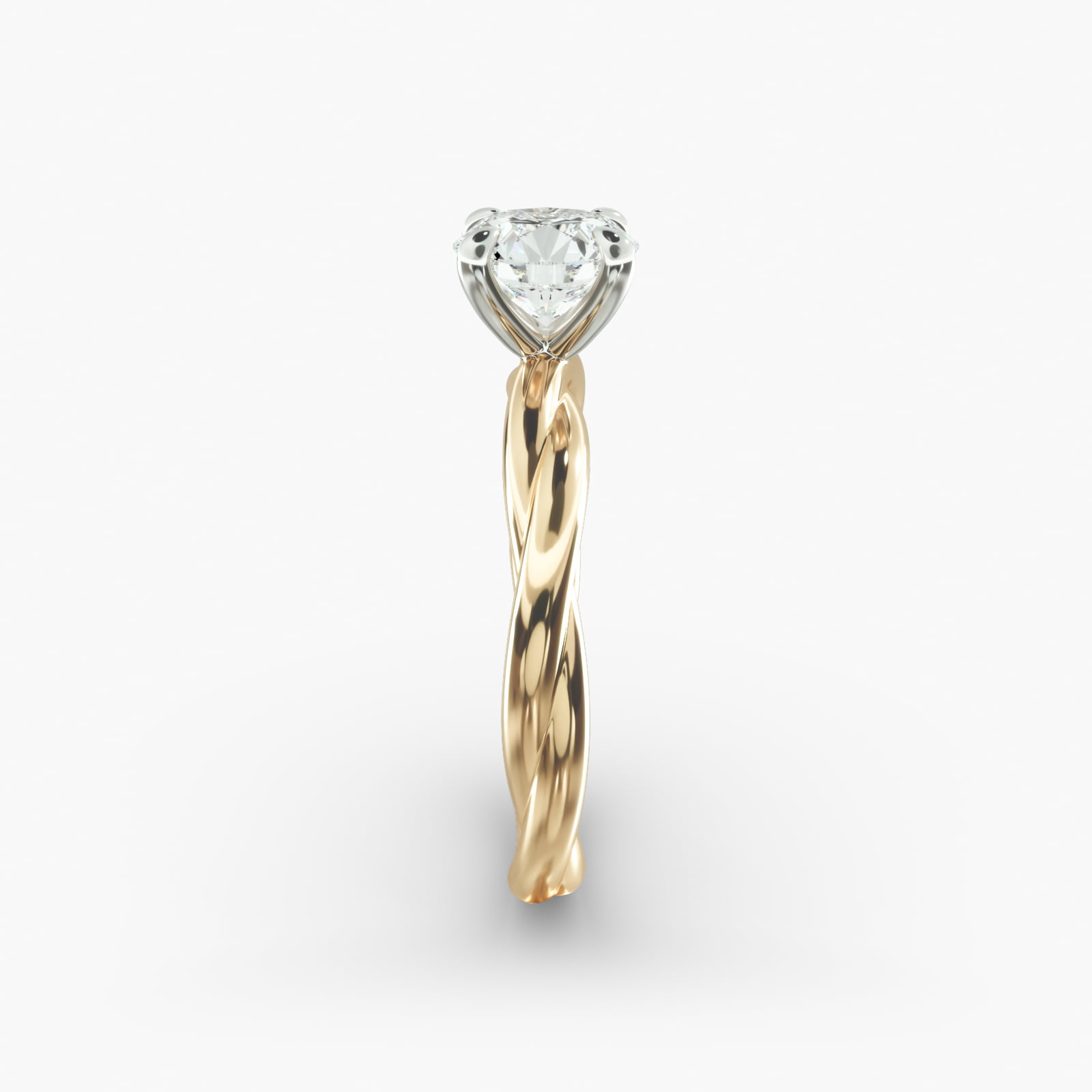 Rope Solitaire Engagement Ring In 14K Yellow Gold