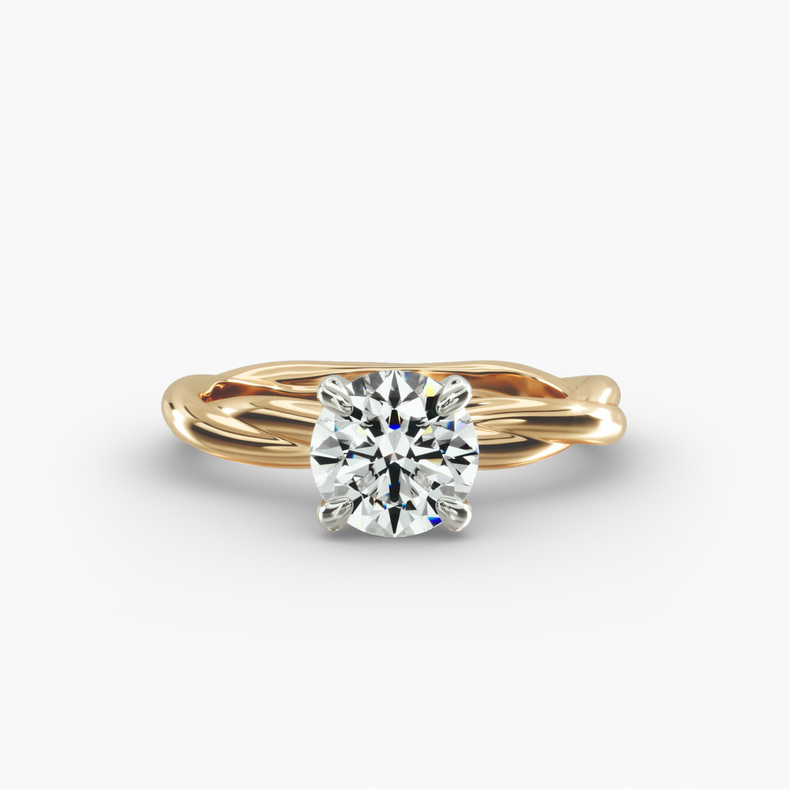Rope Solitaire Engagement Ring In 14K Yellow Gold