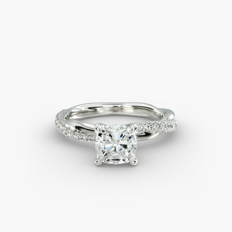 Pavé Rope Diamond Engagement Ring In 14K White Gold