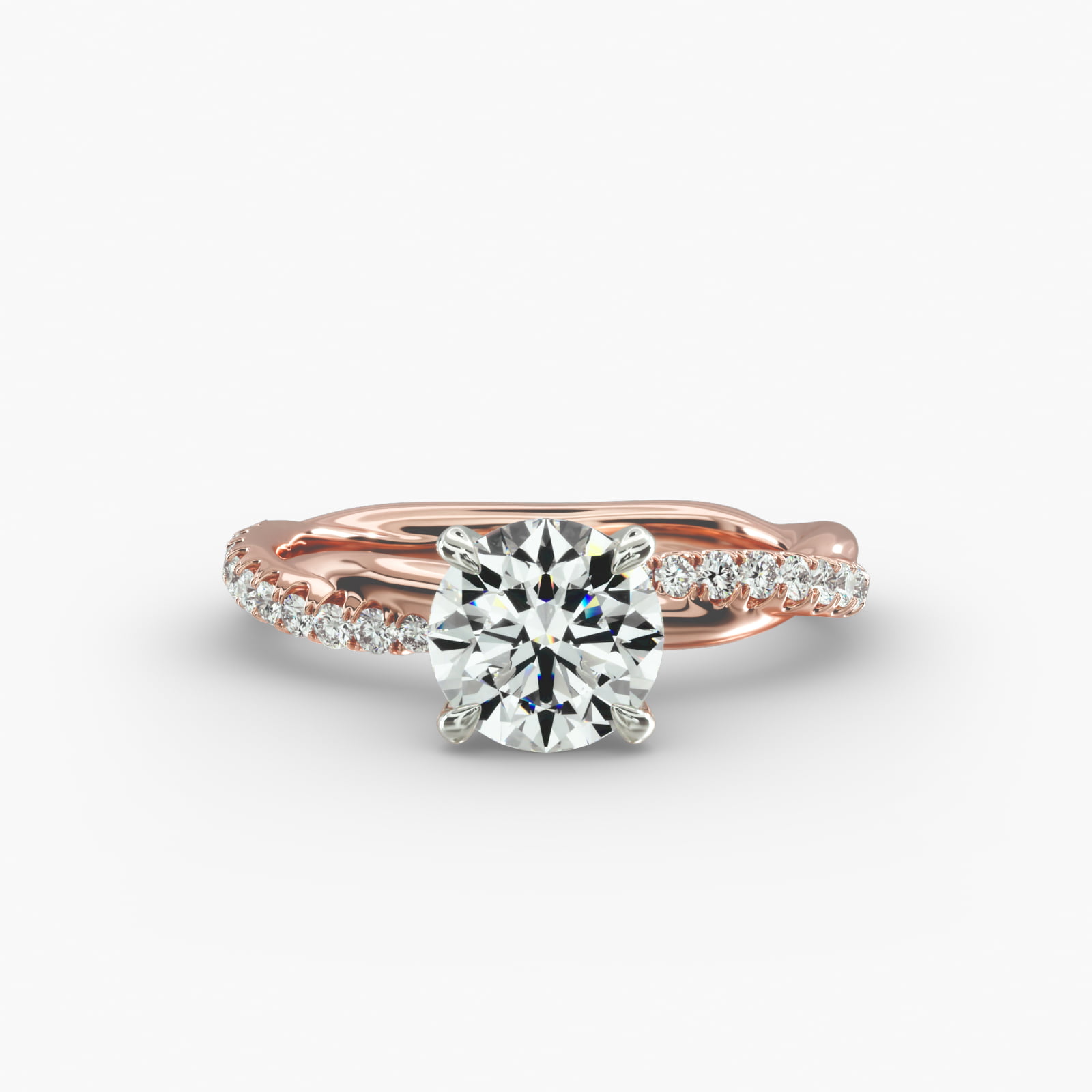 Pavé Rope Diamond Engagement Ring In 14K Rose Gold