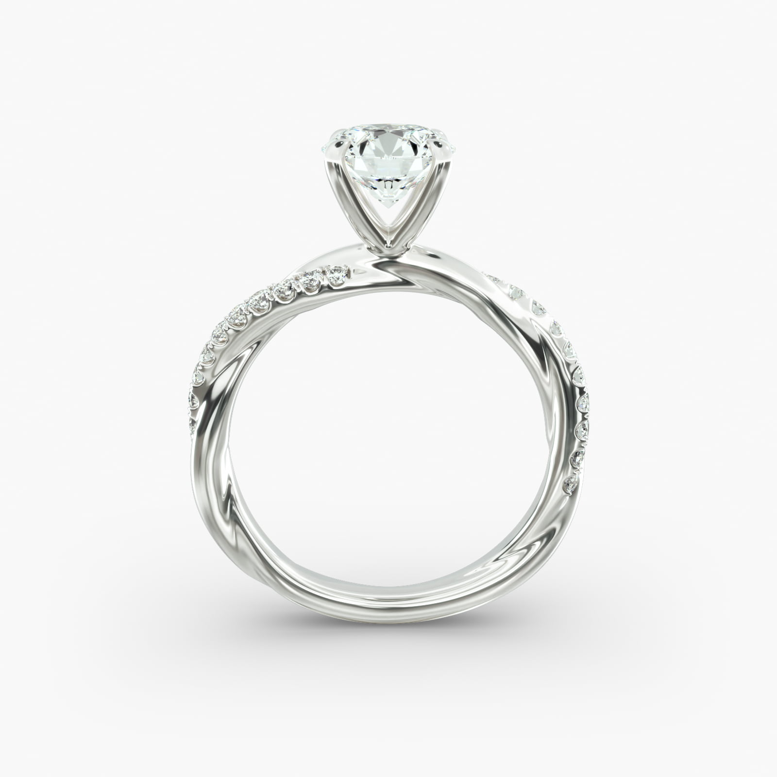 Pavé Rope Diamond Engagement Ring In 18K White Gold