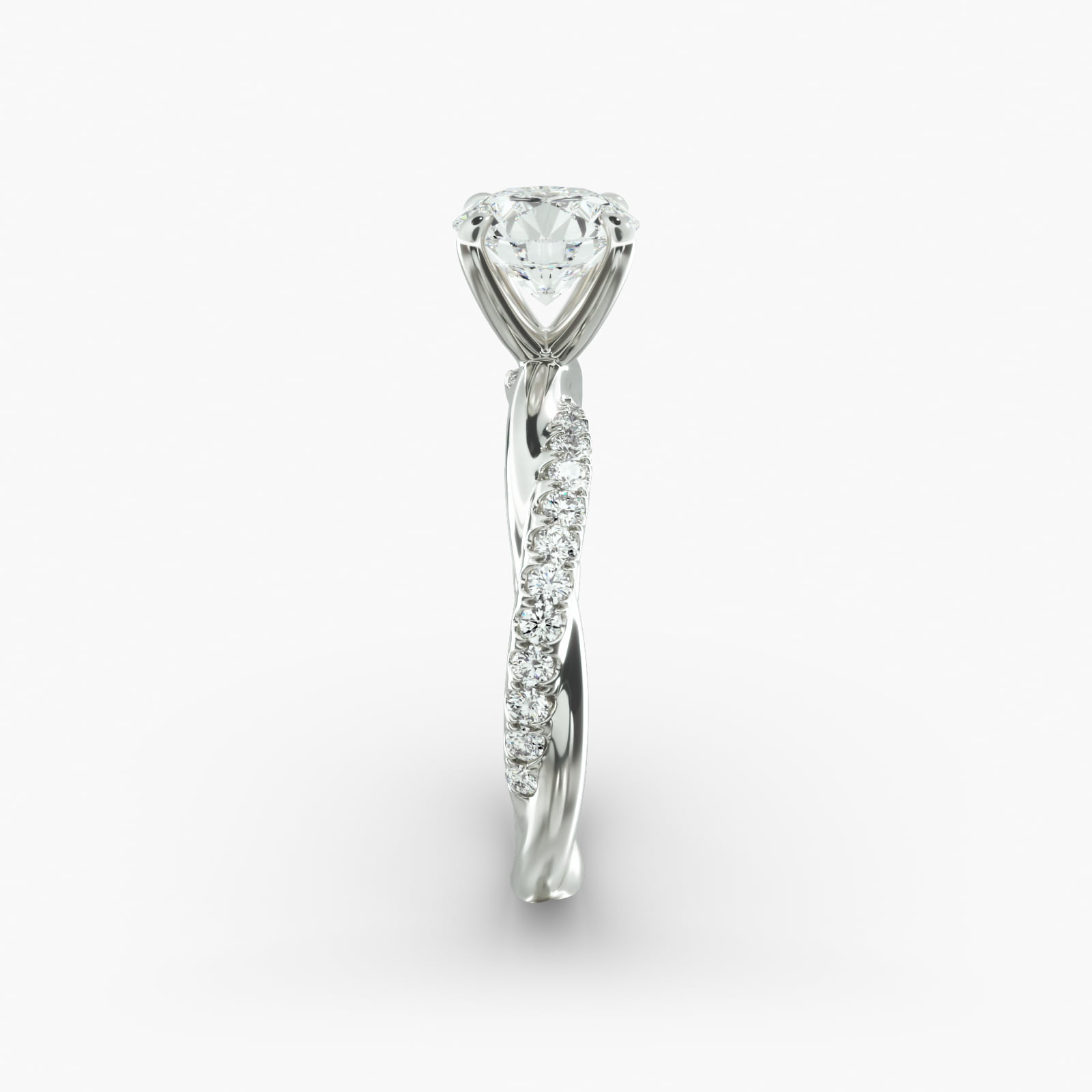 Pavé Rope Diamond Engagement Ring In 18K White Gold