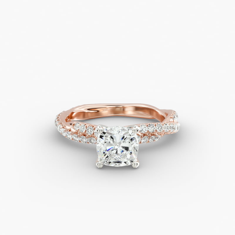 Pavé Twist Diamond Engagement Ring In 14K Rose Gold
