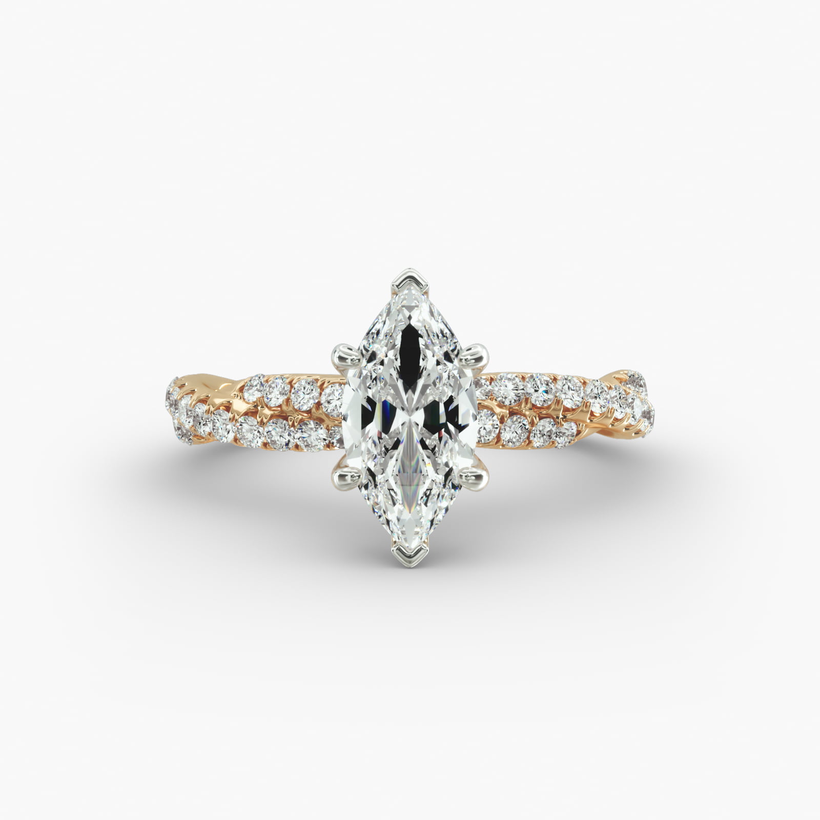 Pavé Twist Diamond Engagement Ring In 14K Yellow Gold