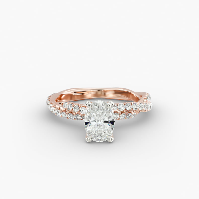 Pavé Twist Diamond Engagement Ring In 14K Rose Gold