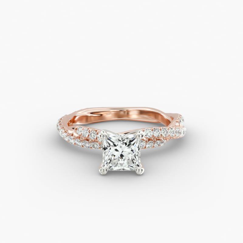 Pavé Twist Diamond Engagement Ring In 14K Rose Gold