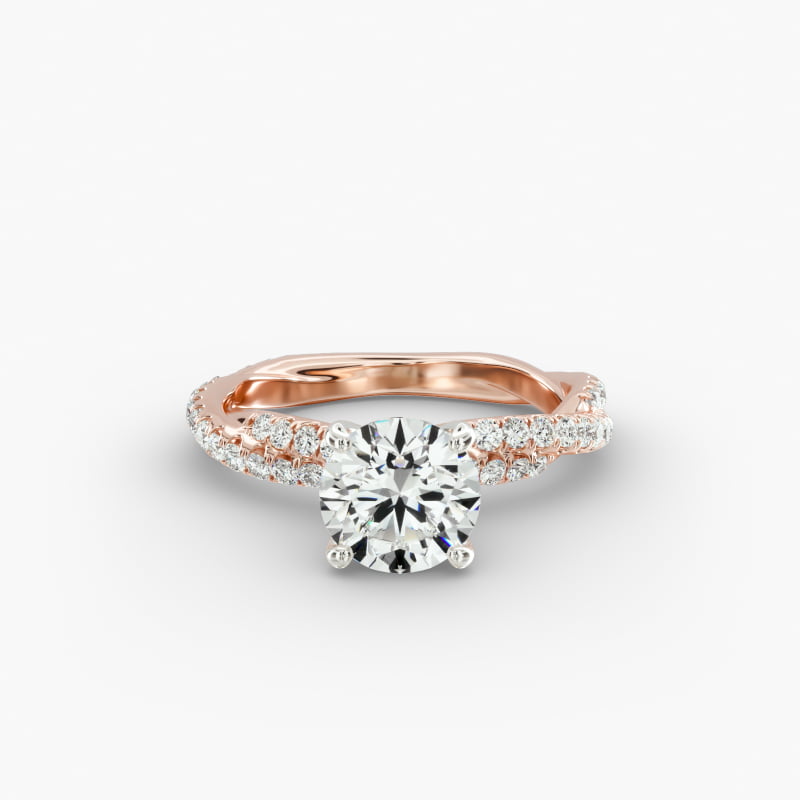 Pavé Twist Diamond Engagement Ring In 14K Rose Gold