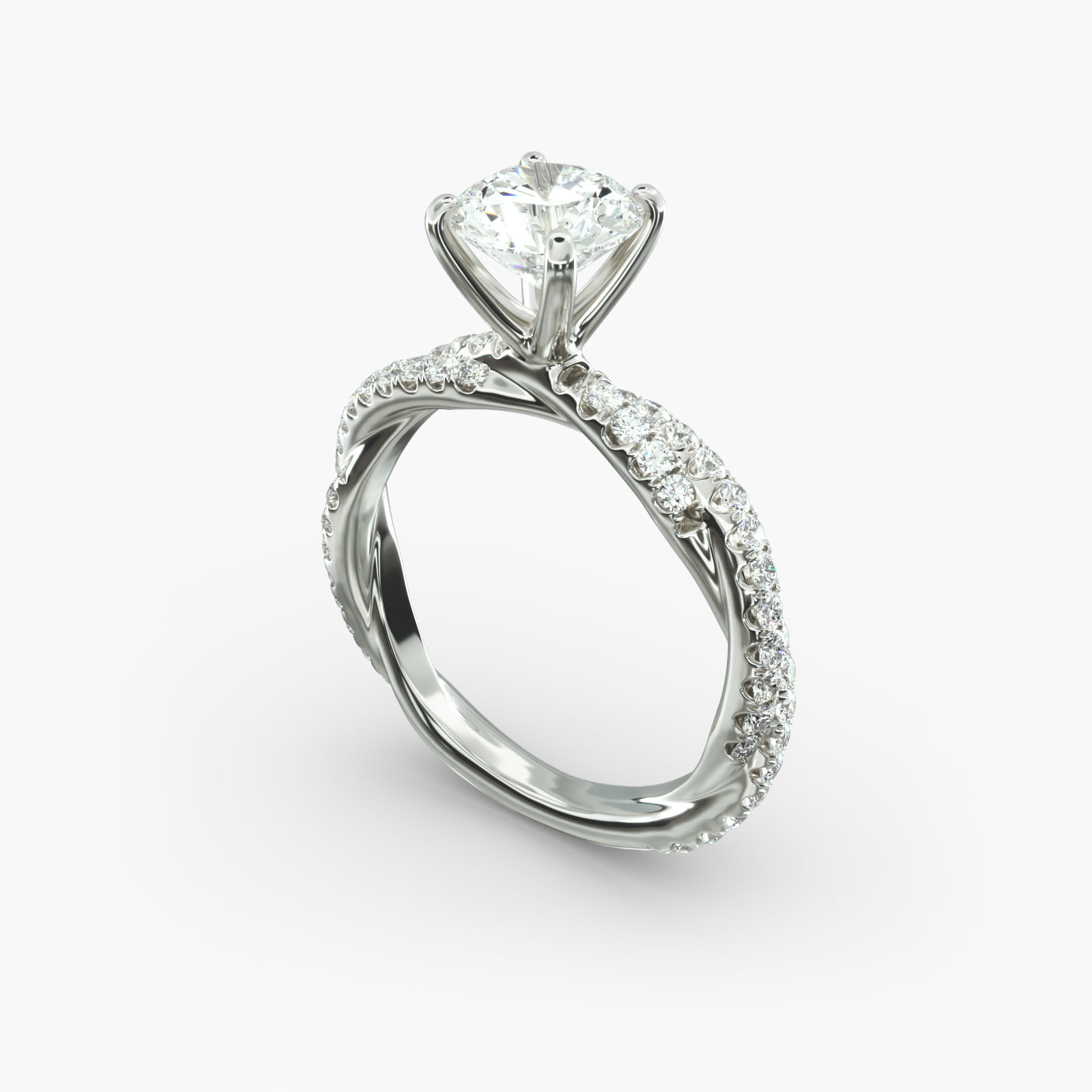 Pavé Twist Diamond Engagement Ring In 14K White Gold-17460w14