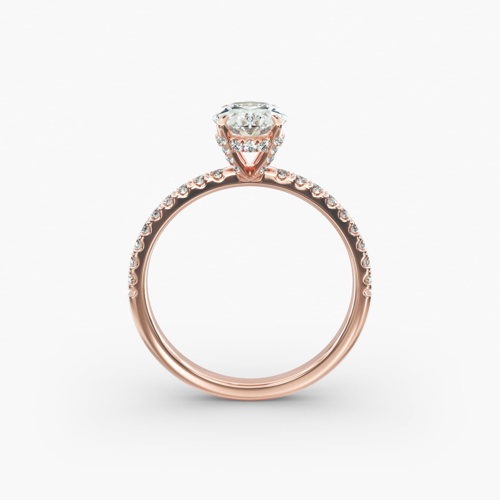 Petite Pavé Crown Diamond Engagement Ring In 14K Rose Gold