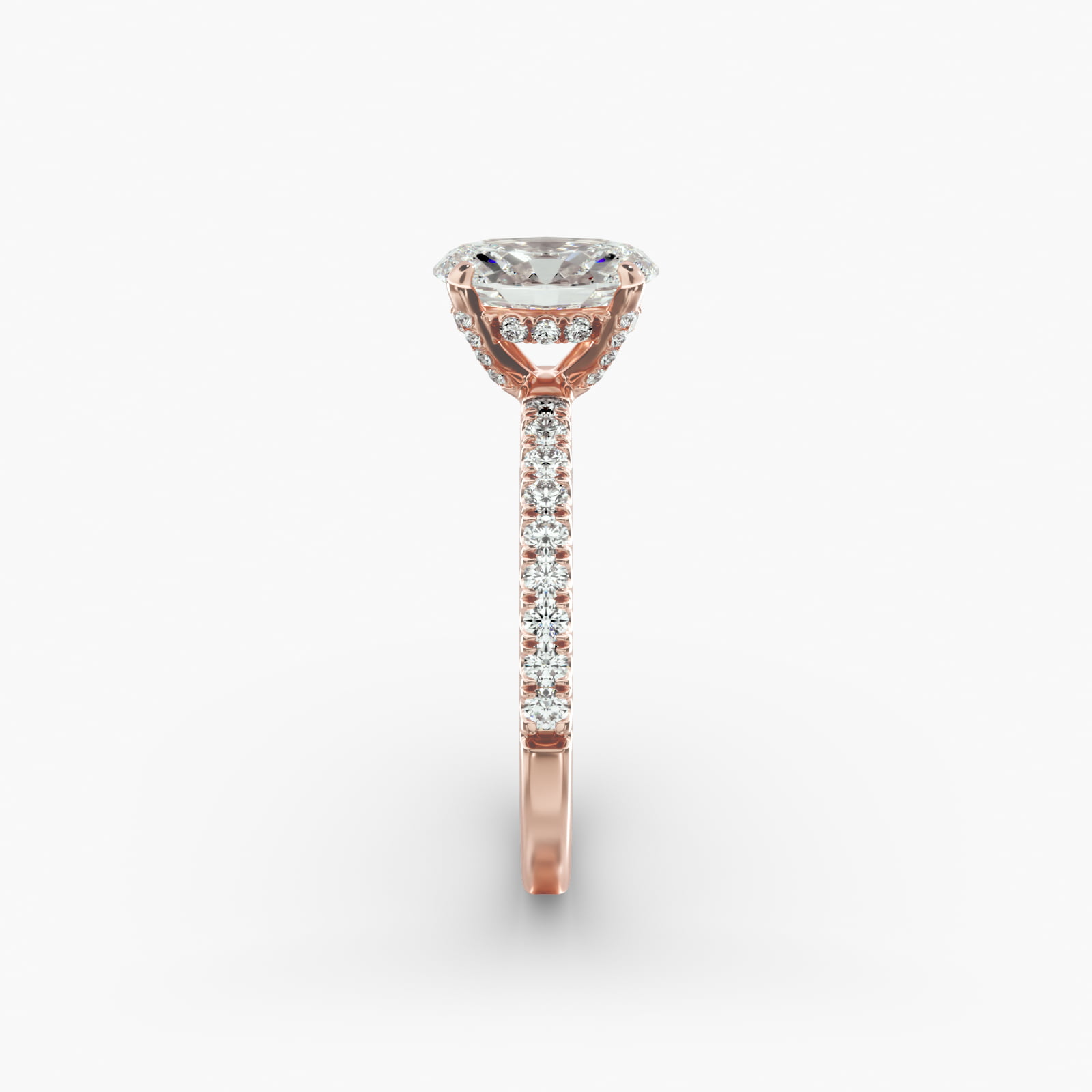 Petite Pavé Crown Diamond Engagement Ring In 14K Rose Gold