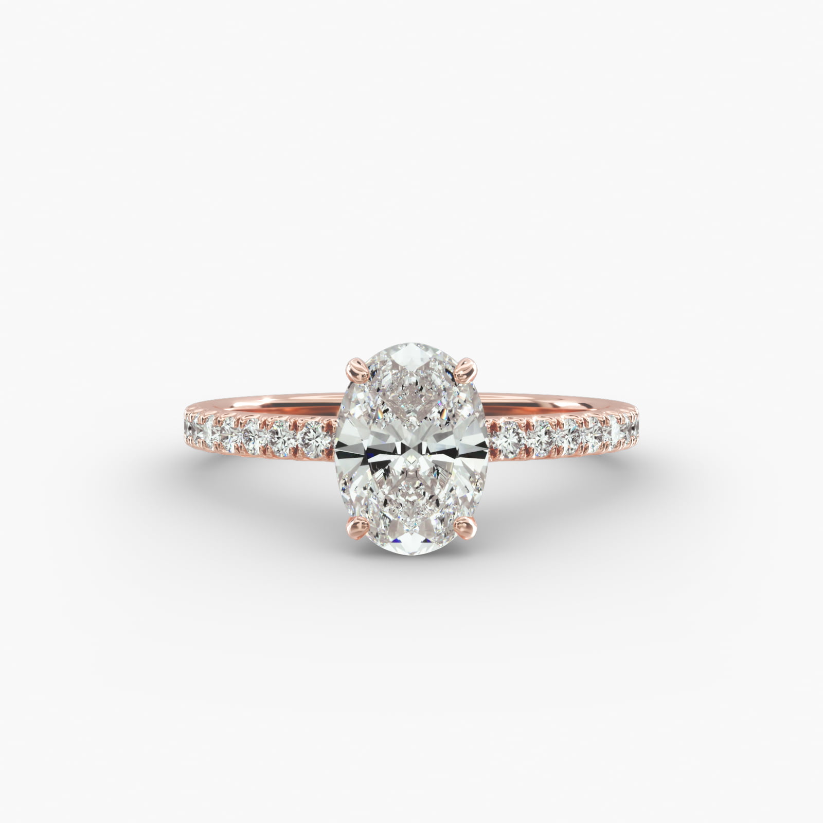 Petite Pavé Crown Diamond Engagement Ring In 14K Rose Gold