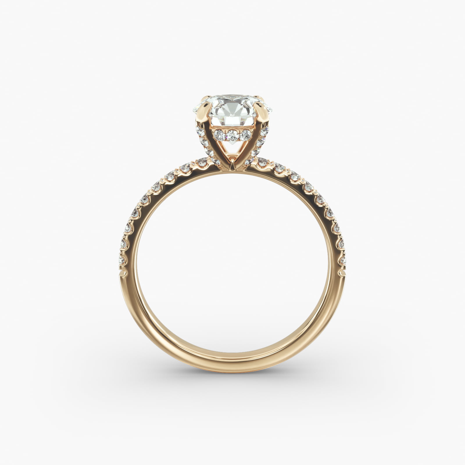 Petite Pavé Crown Diamond Engagement Ring In 14K Yellow Gold