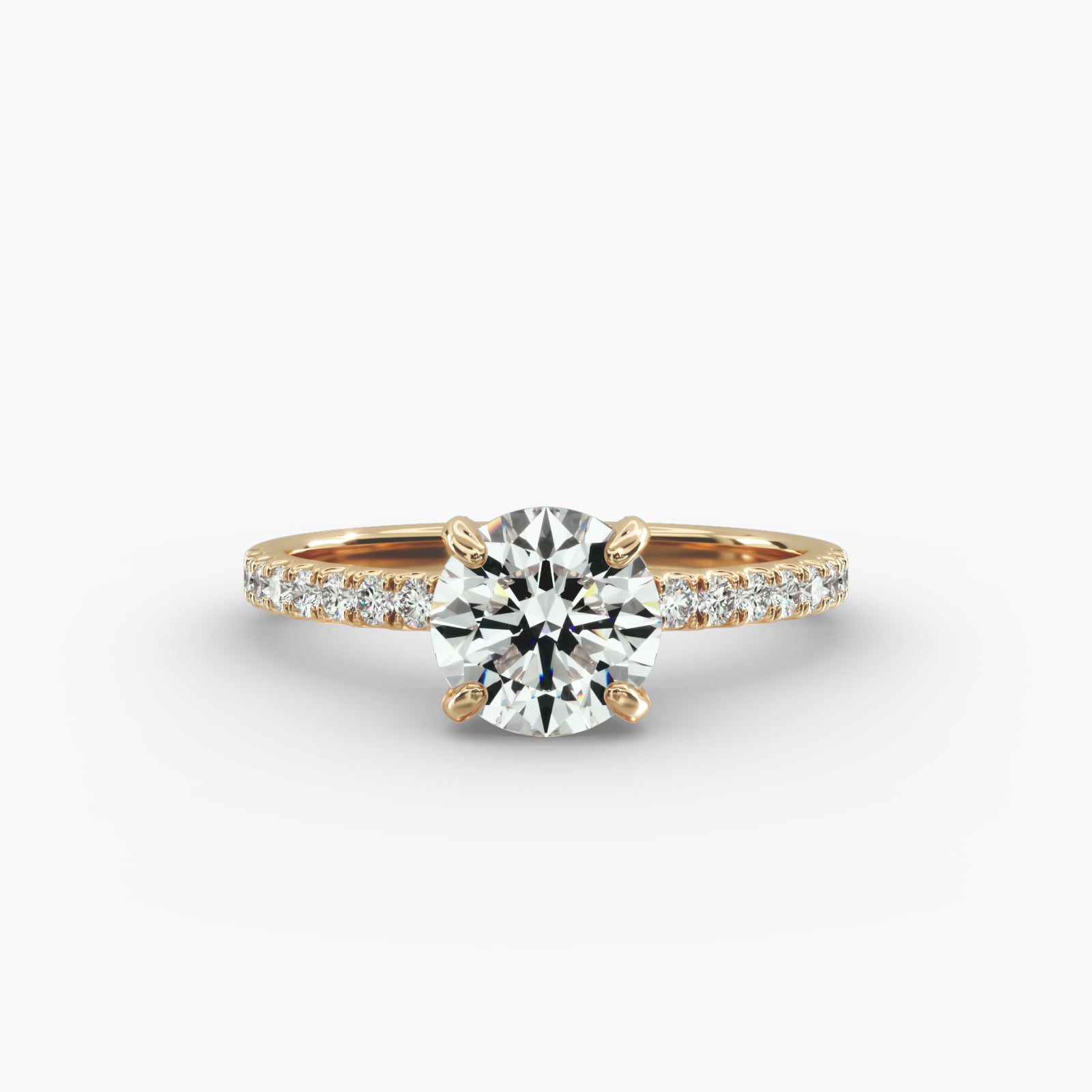 Petite Pavé Crown Diamond Engagement Ring In 14K Yellow Gold