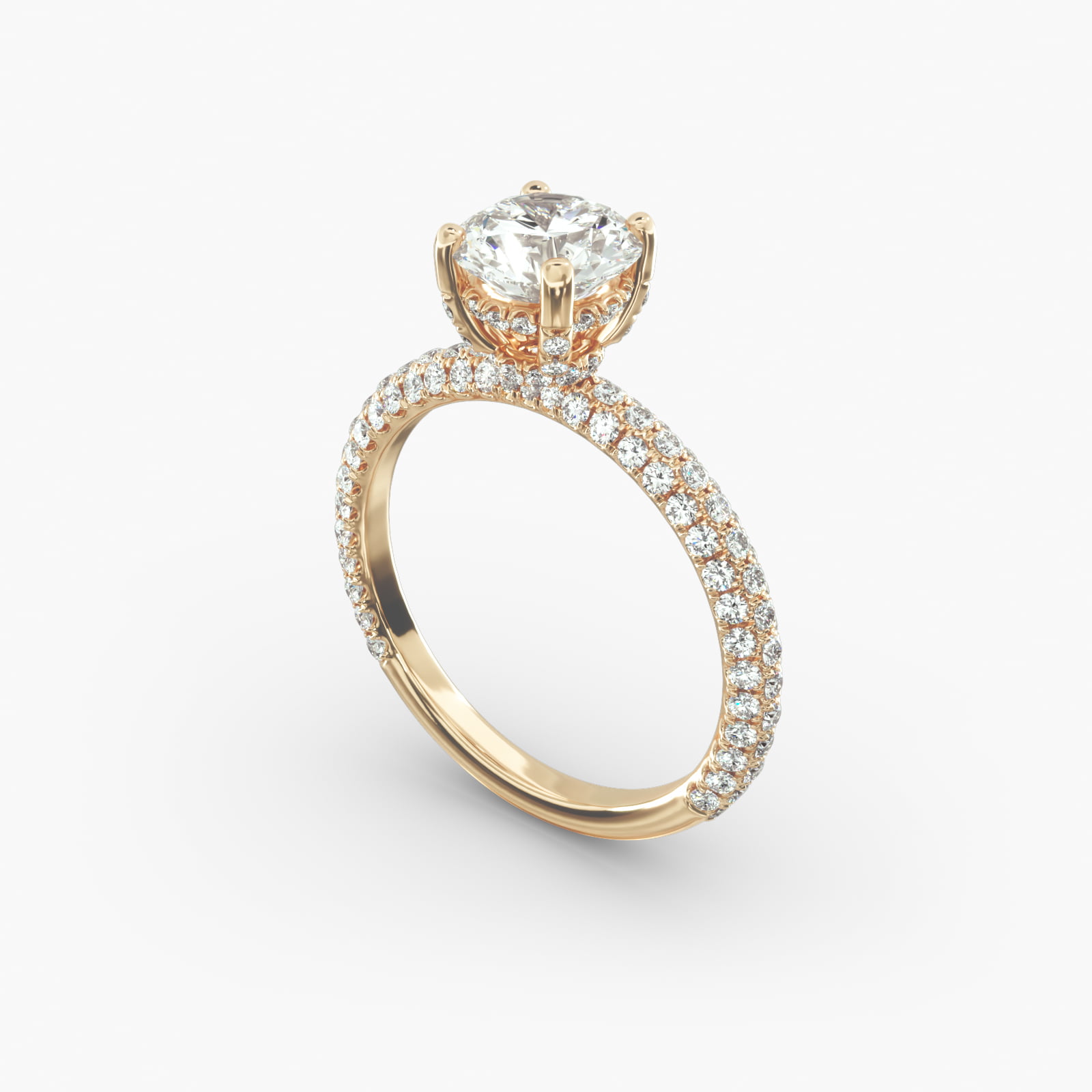 Trio MicroPavé Diamond Engagement Ring In 14K Yellow Gold-17484y14