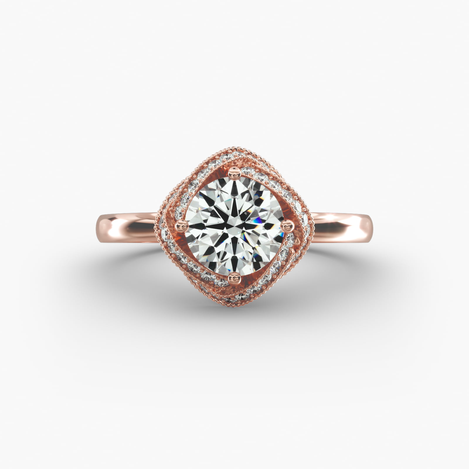 Infinity Milgrain Halo Vintage-Style Engagement Ring In 14K Rose Gold