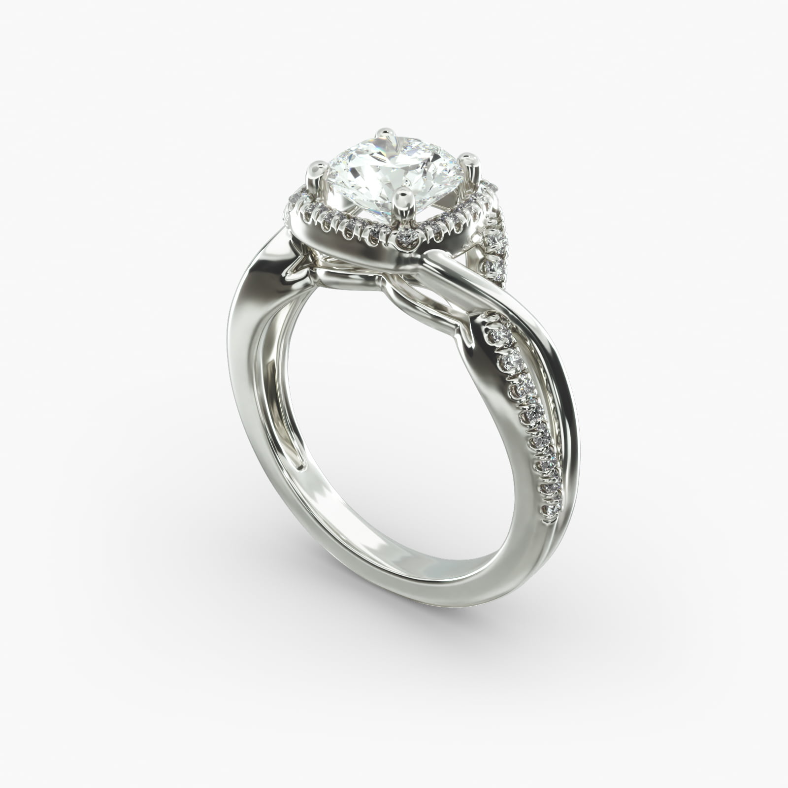 Infinity Diamond Halo Engagement Ring In 14K White Gold-17538w14