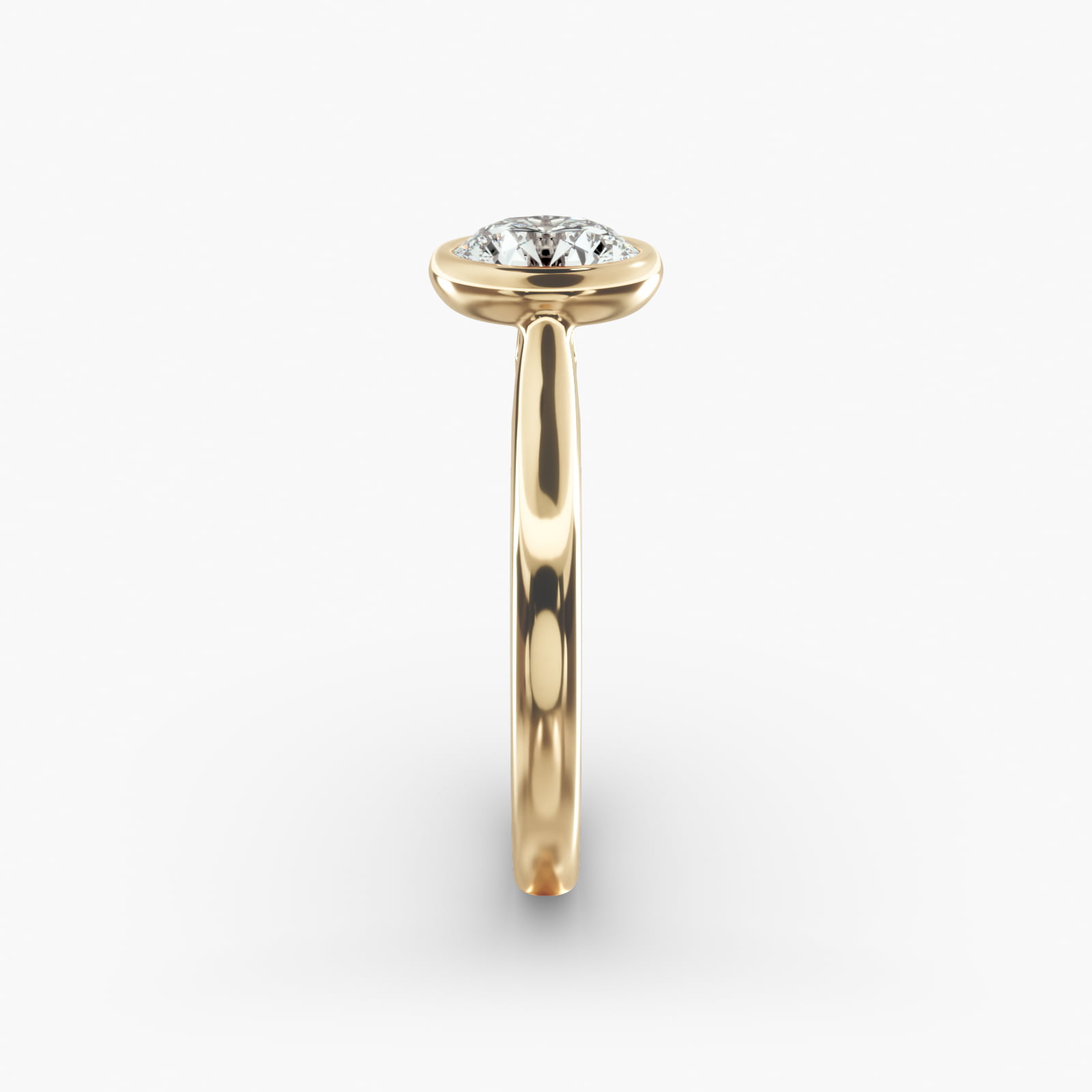 Bezel Set Solitaire Engagement Ring In 14K Yellow Gold